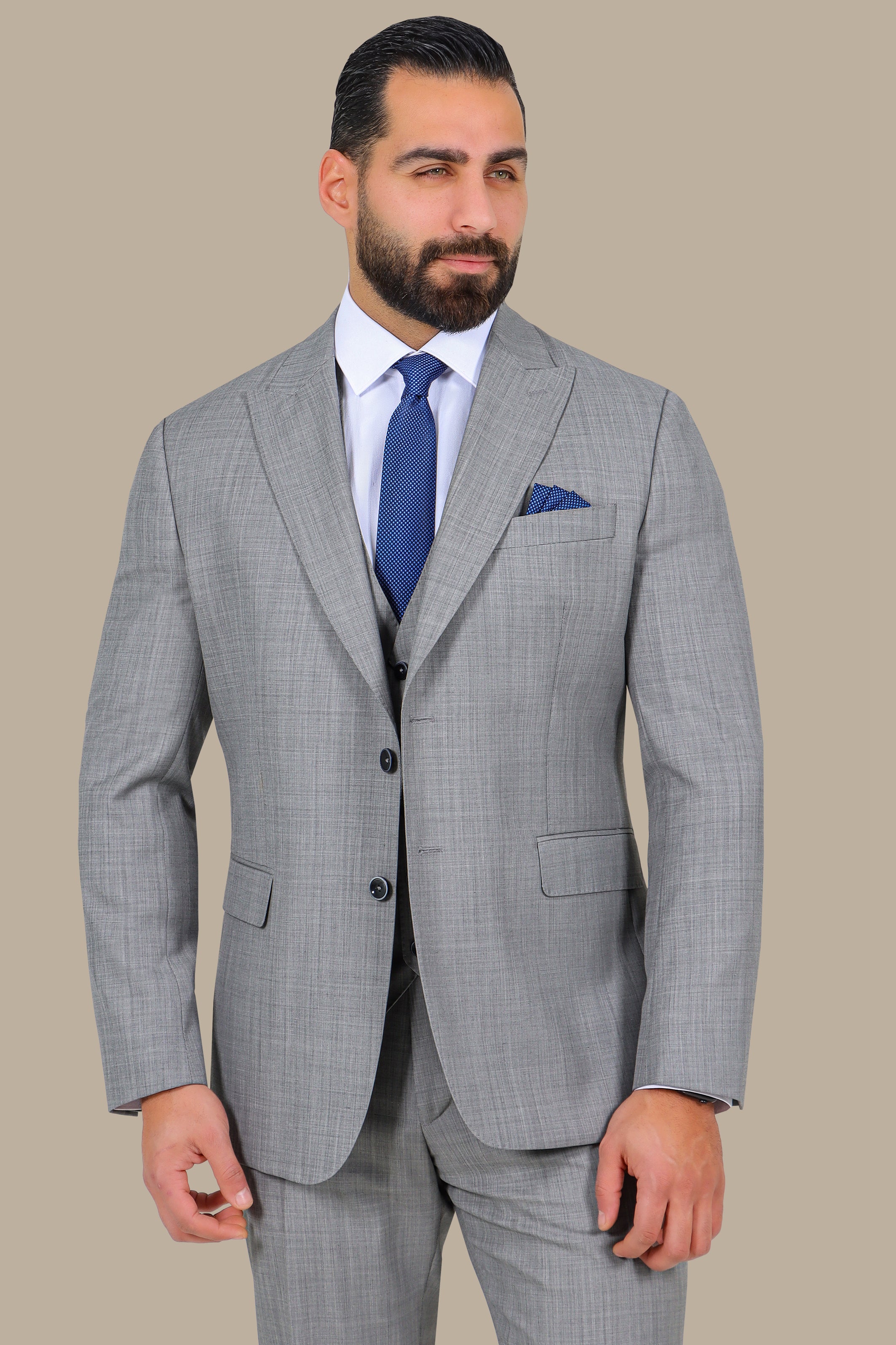 Light Grey Wool 3-Piece Suit