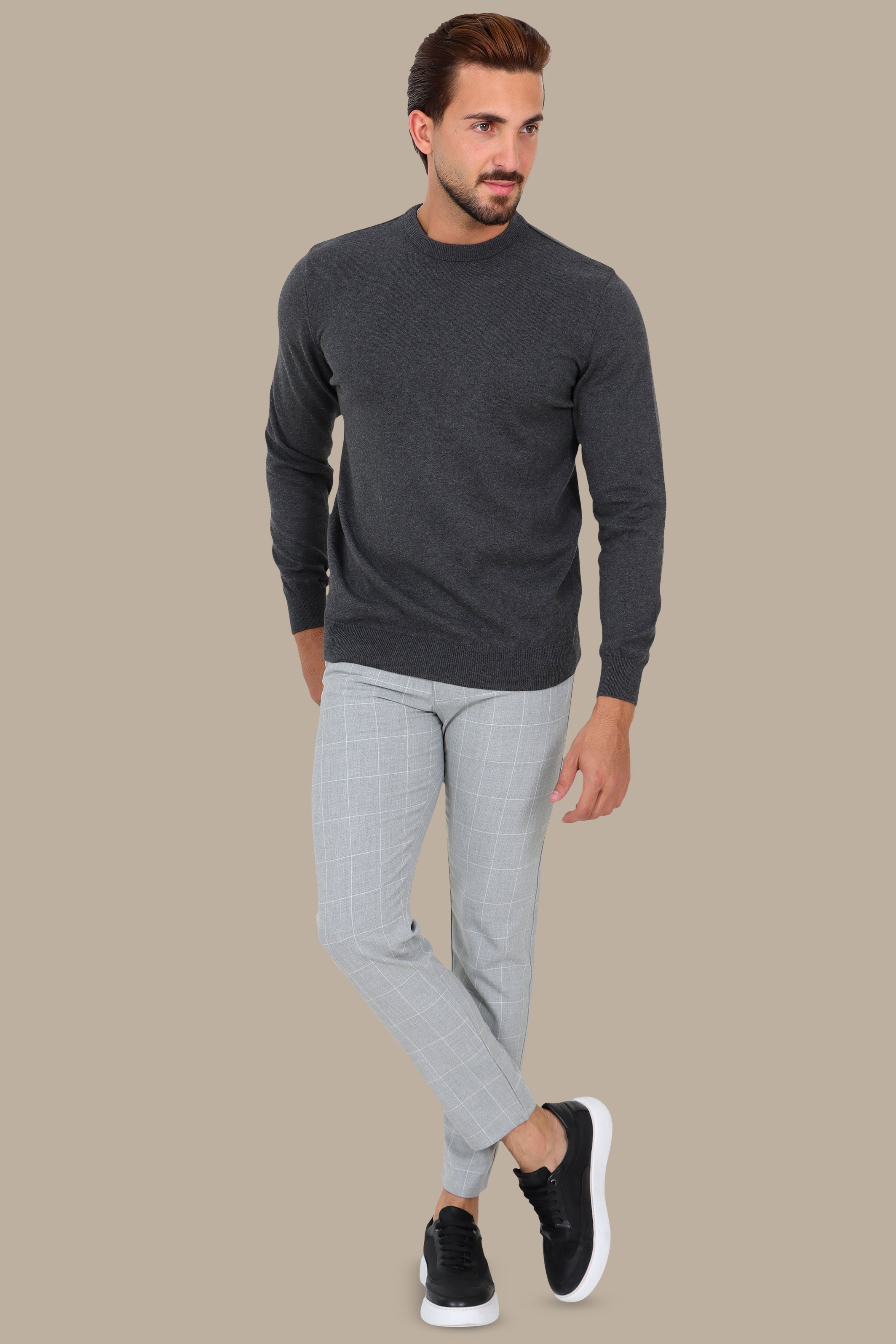 Grey Round Neck Sweater