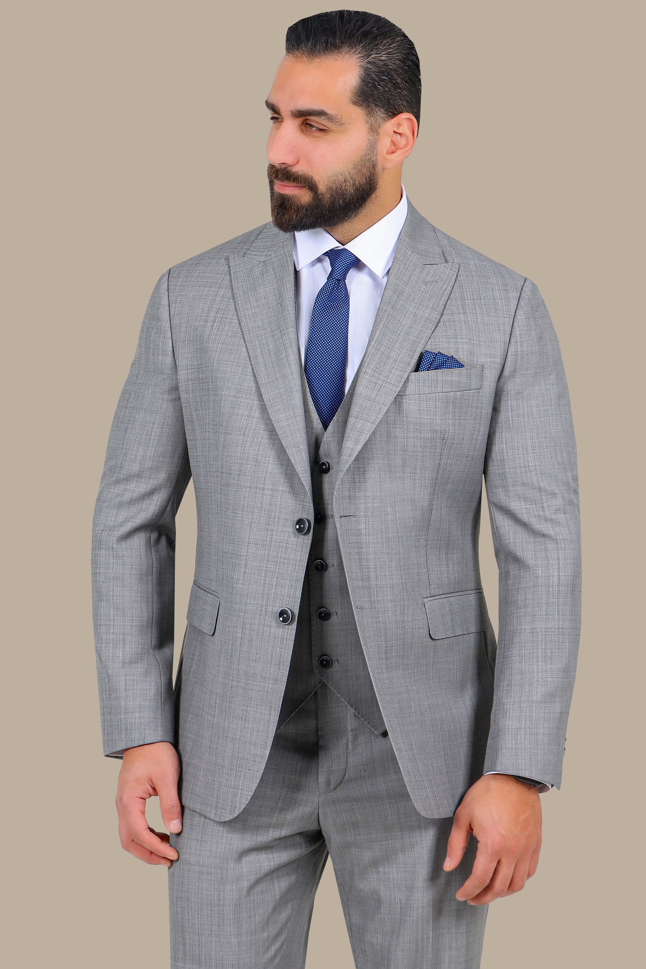 Light Grey Wool 3-Piece Suit