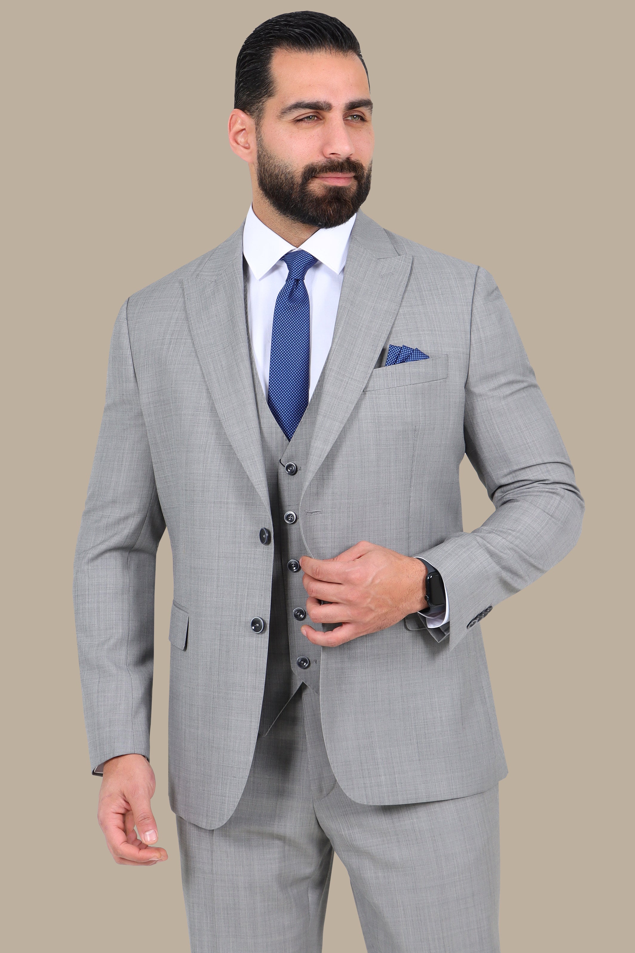 Light Grey Wool 3-Piece Suit