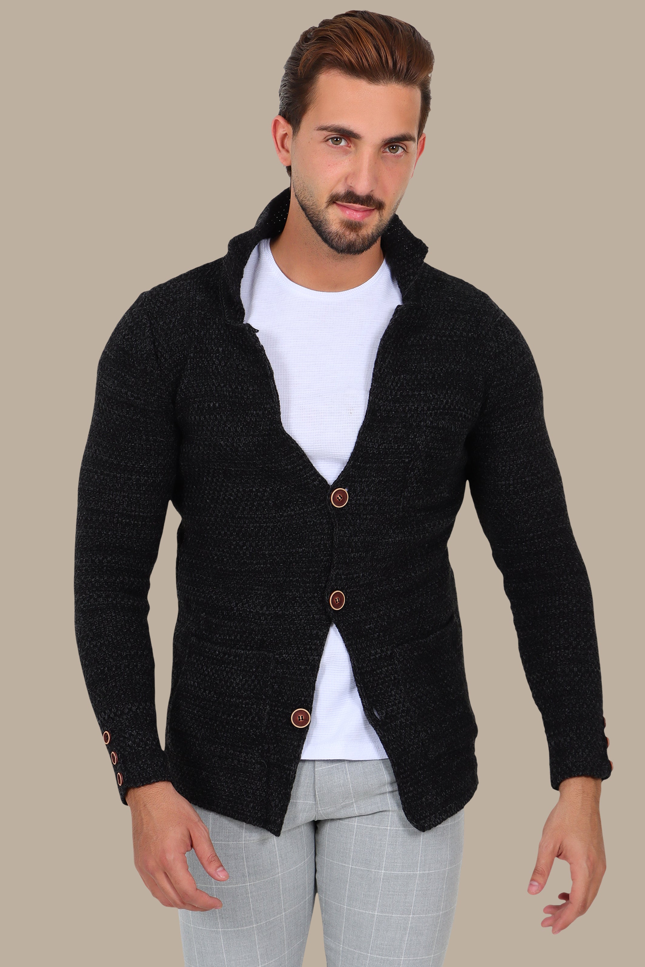 Dark Grey Mercerized Mons Cardigan