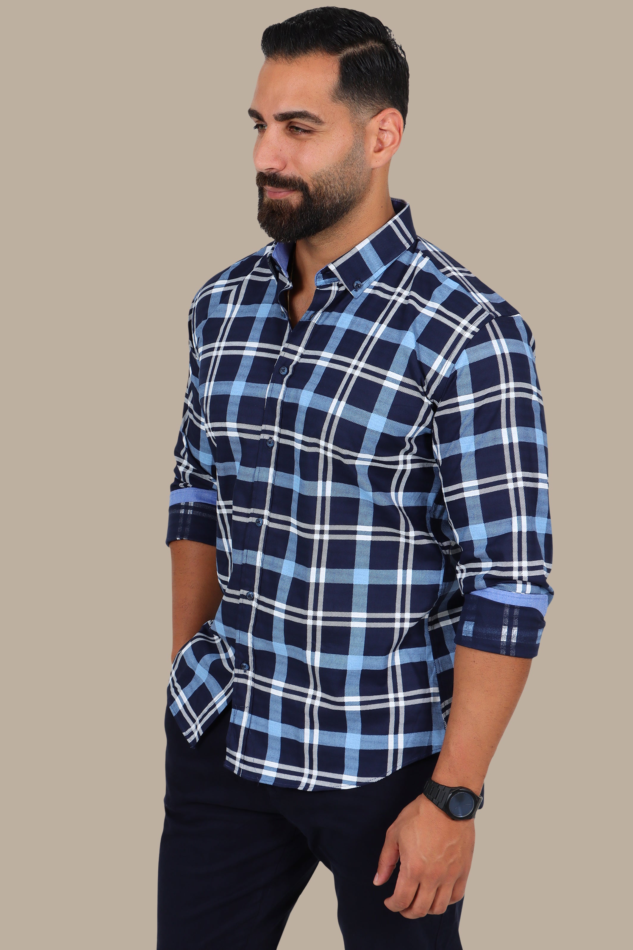 Light Blue Plain Button-Down Shirt