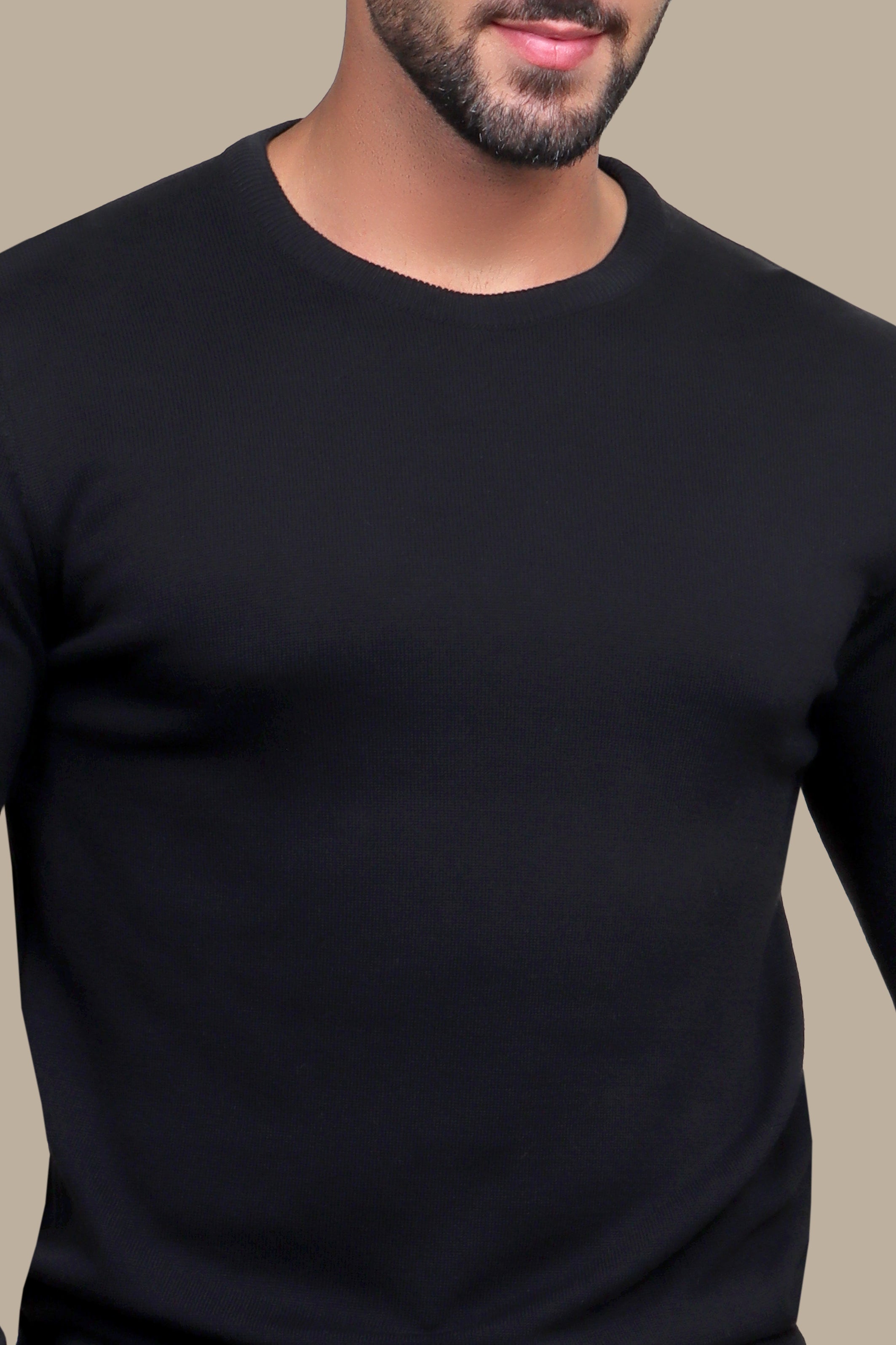 Black Classic: Round Neck Basic Sweater