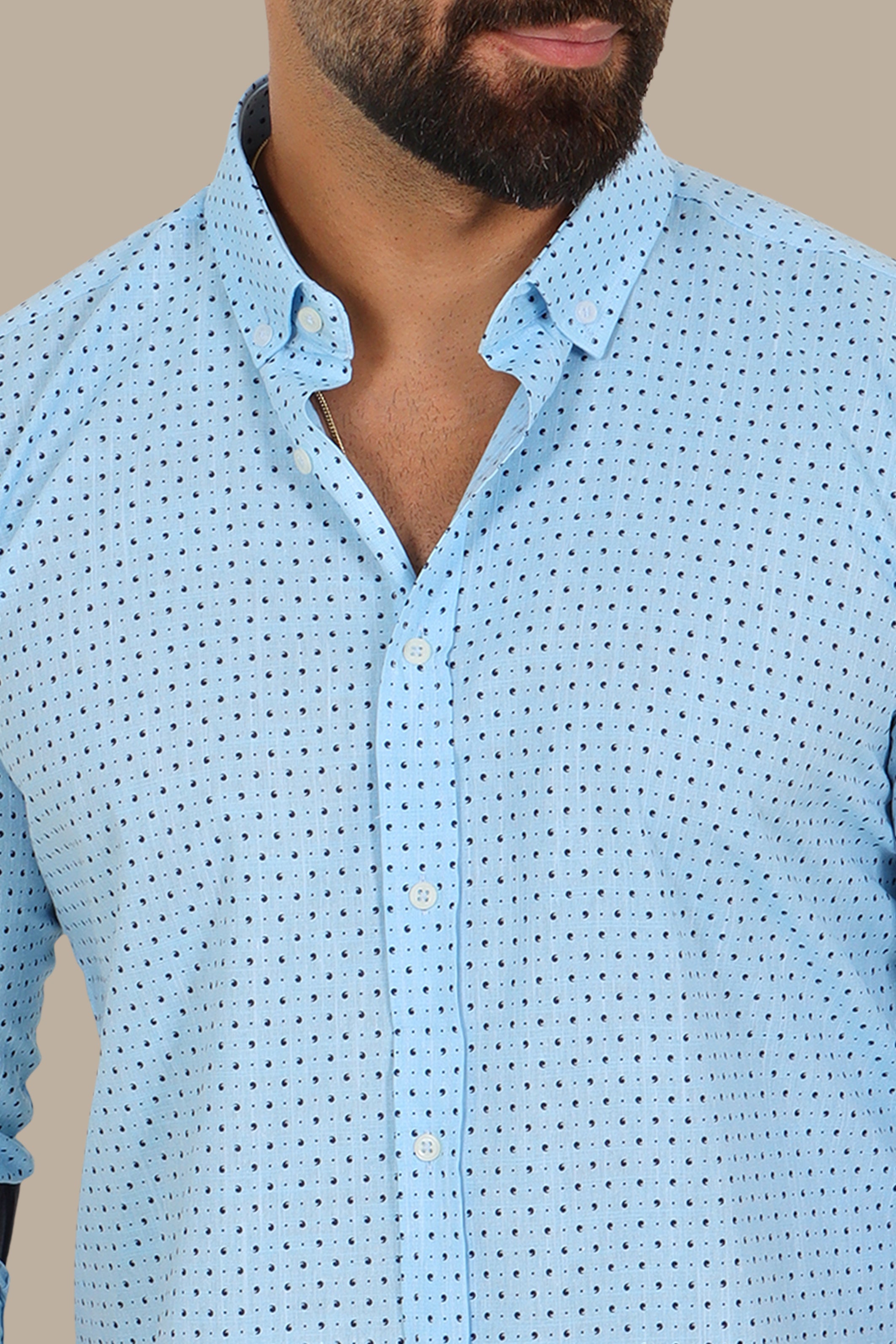 Light Blue Cashmere Print Button-Down Shirt