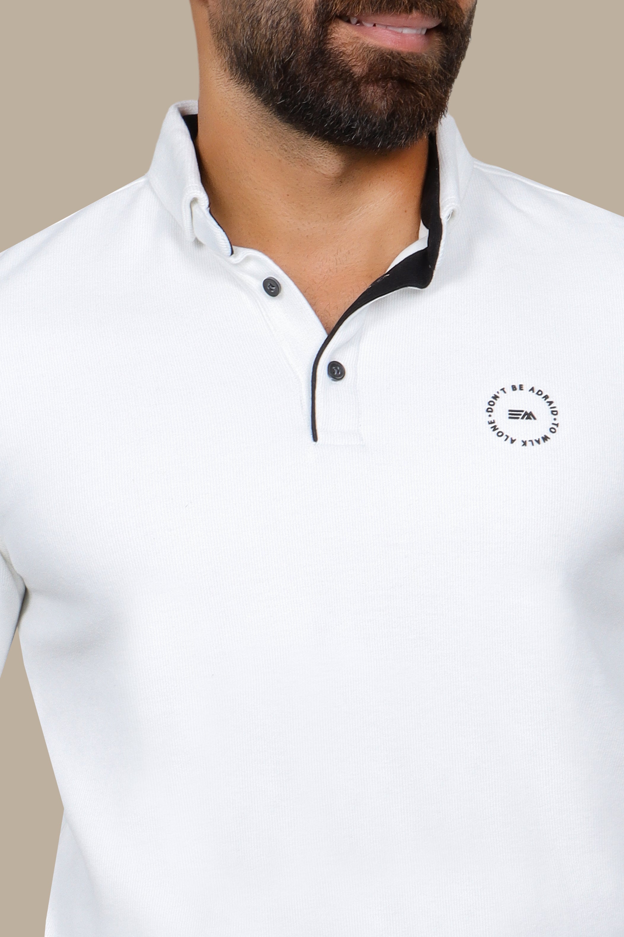 Sleek Elegance: White Velvet Polo