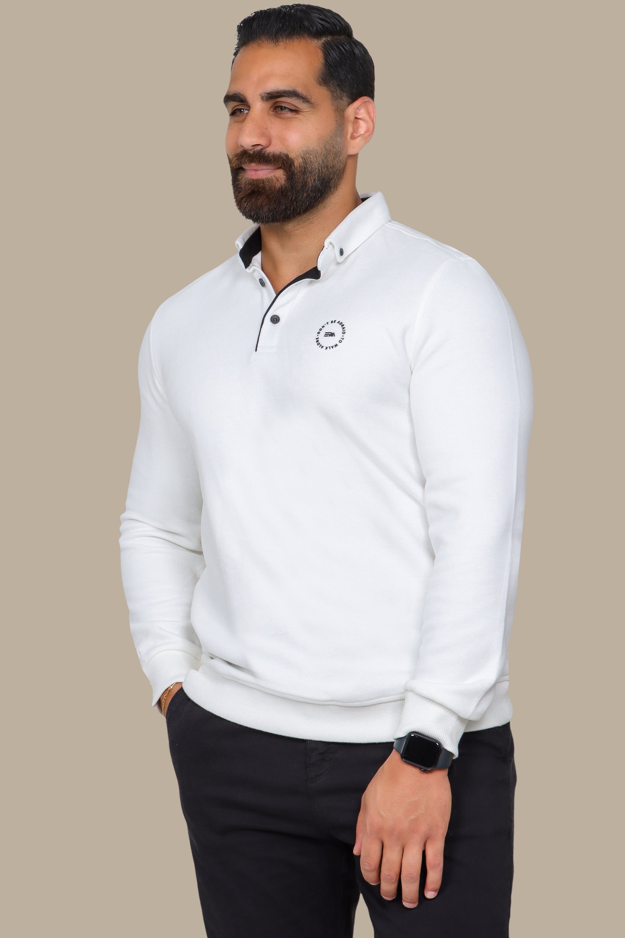 Sleek Elegance: White Velvet Polo