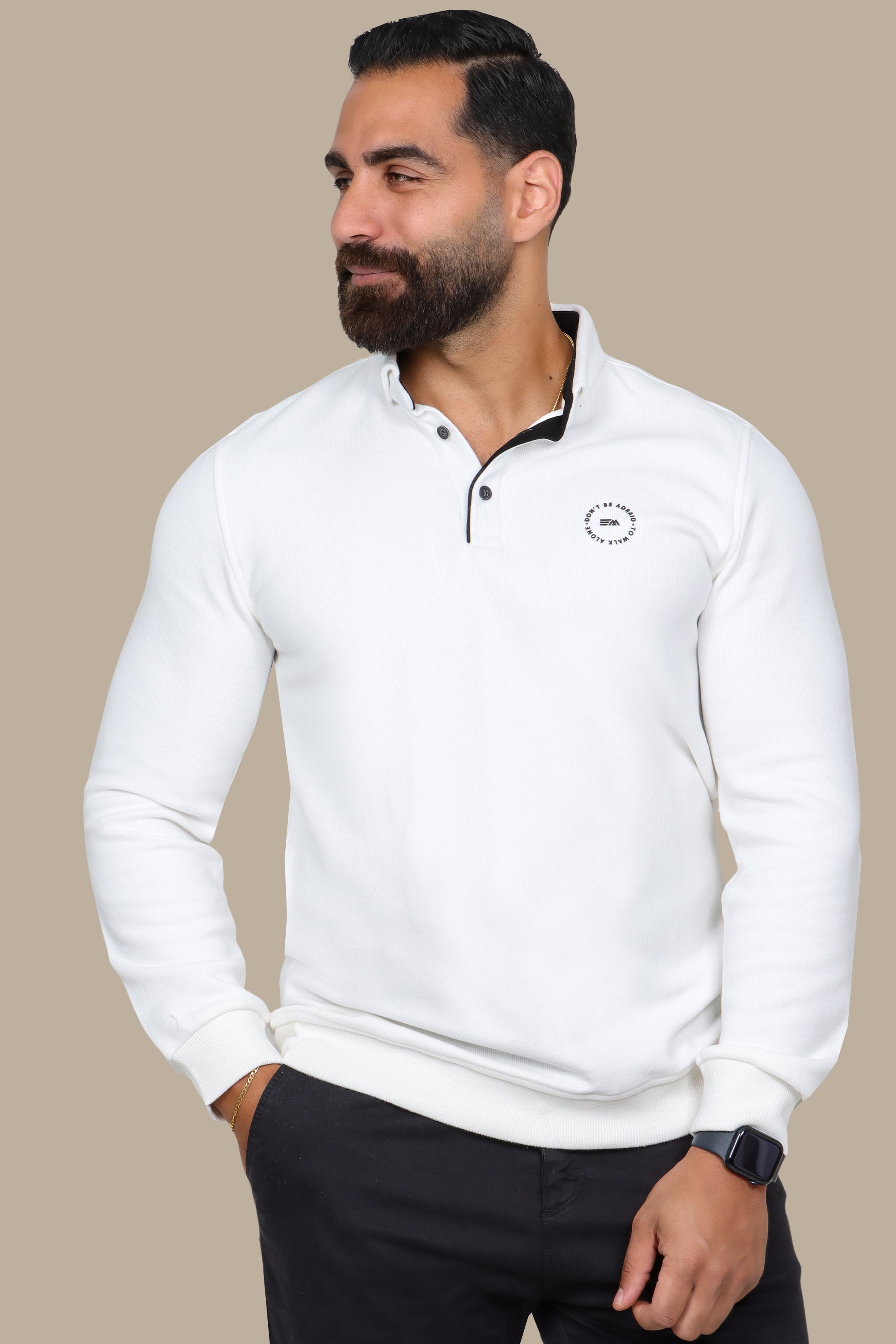 Sleek Elegance: White Velvet Polo