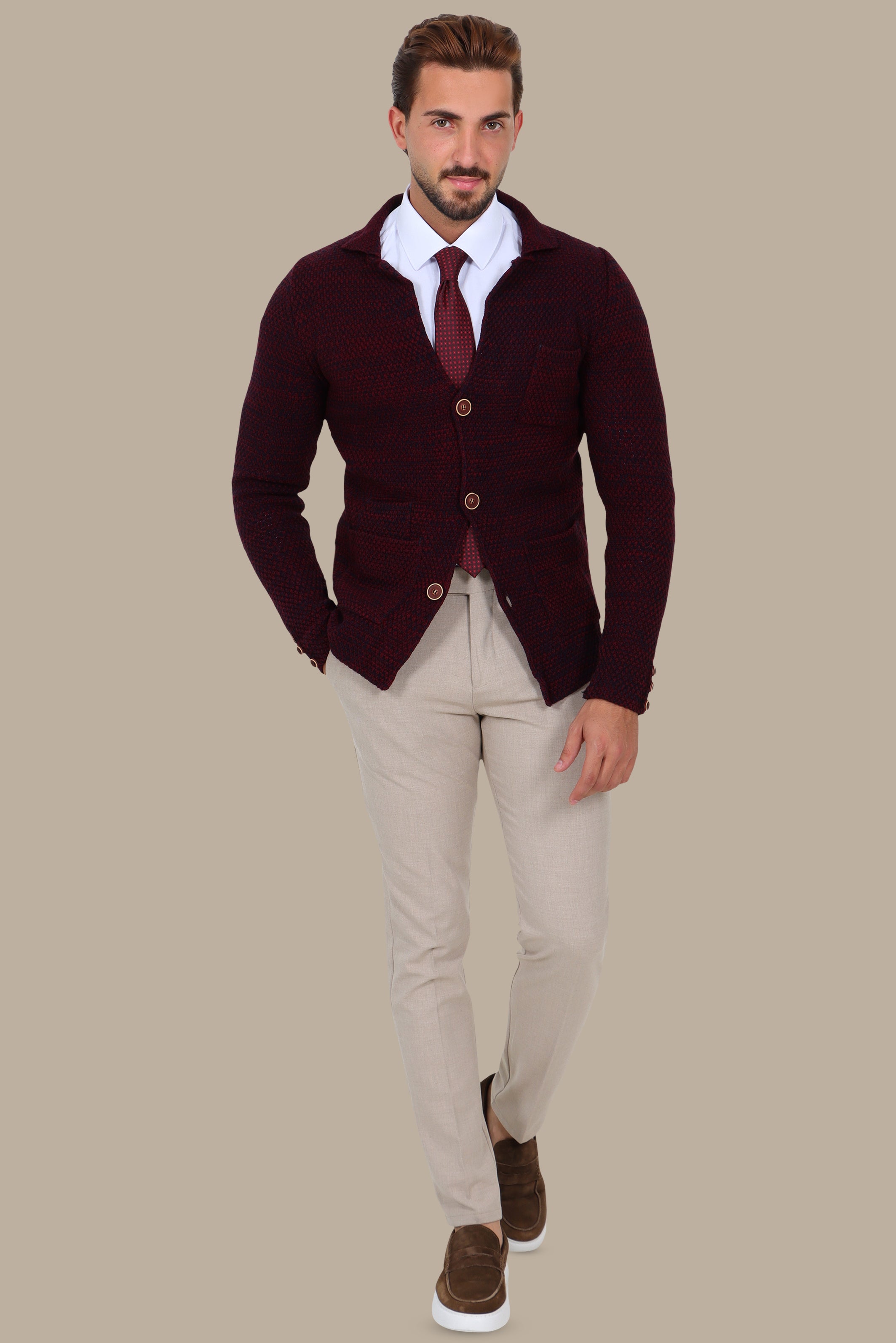Burgundy Mercerized Mons Cardigan