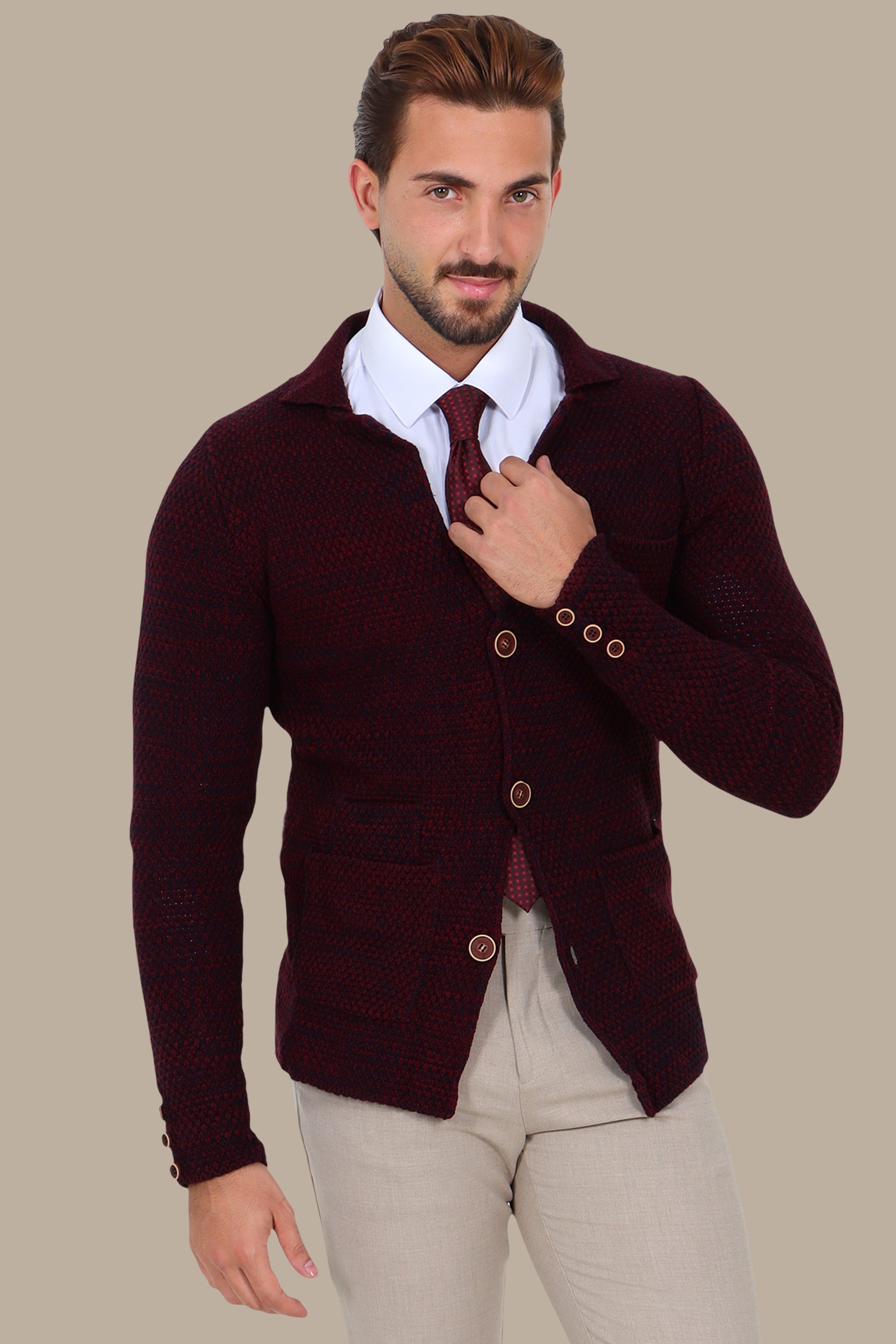 Burgundy Mercerized Mons Cardigan
