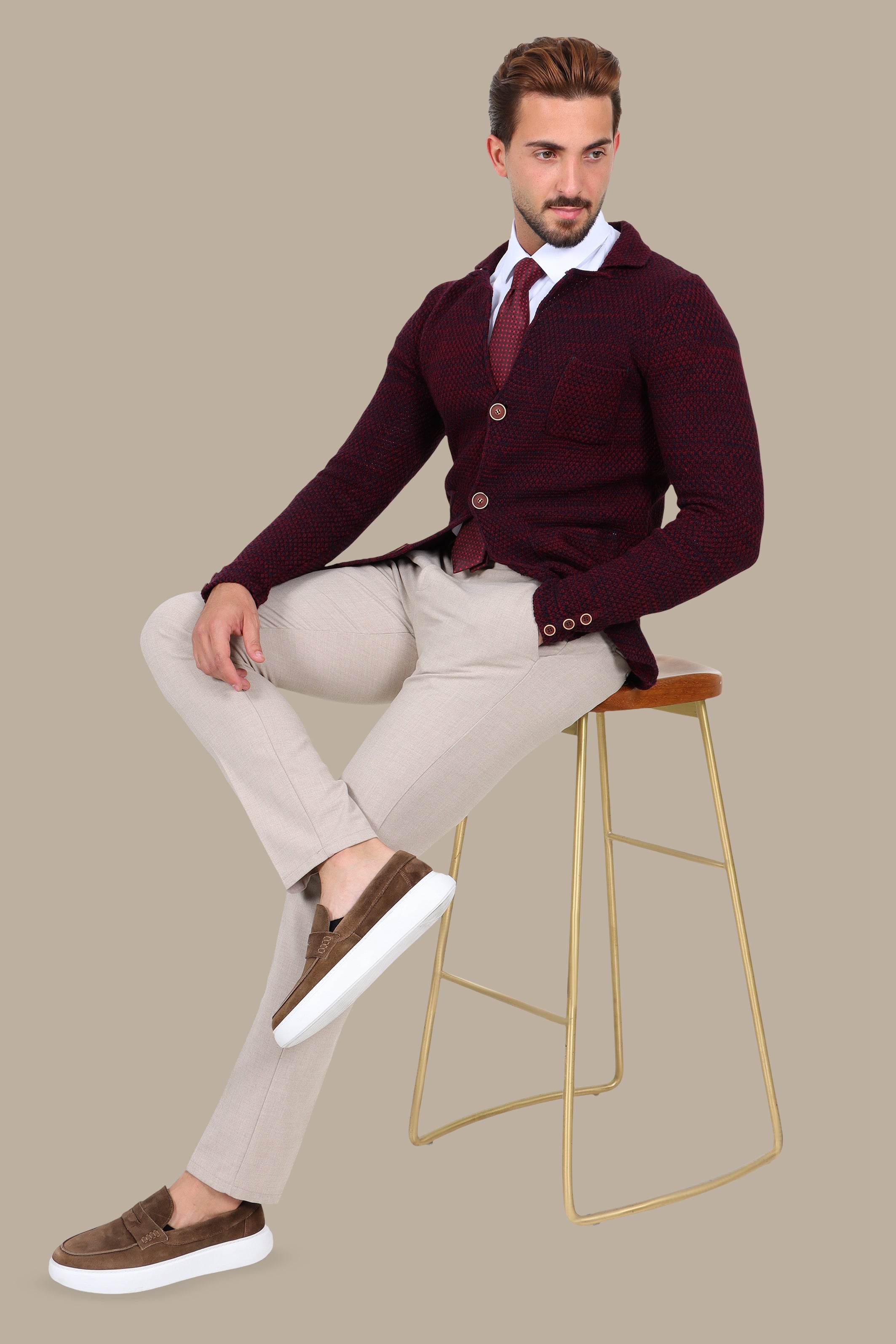 Burgundy Mercerized Mons Cardigan