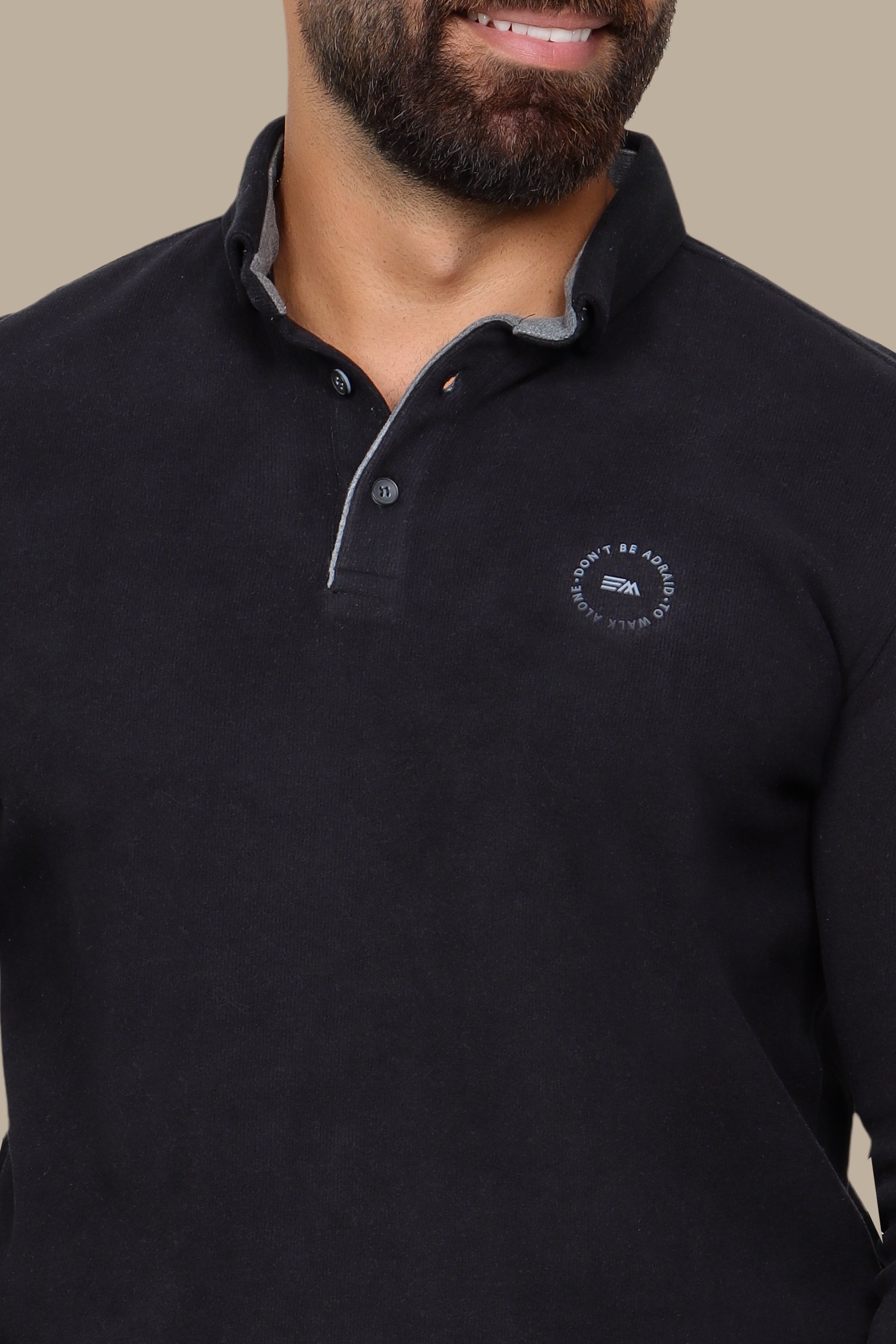 Sleek Elegance: Black Velvet Polo