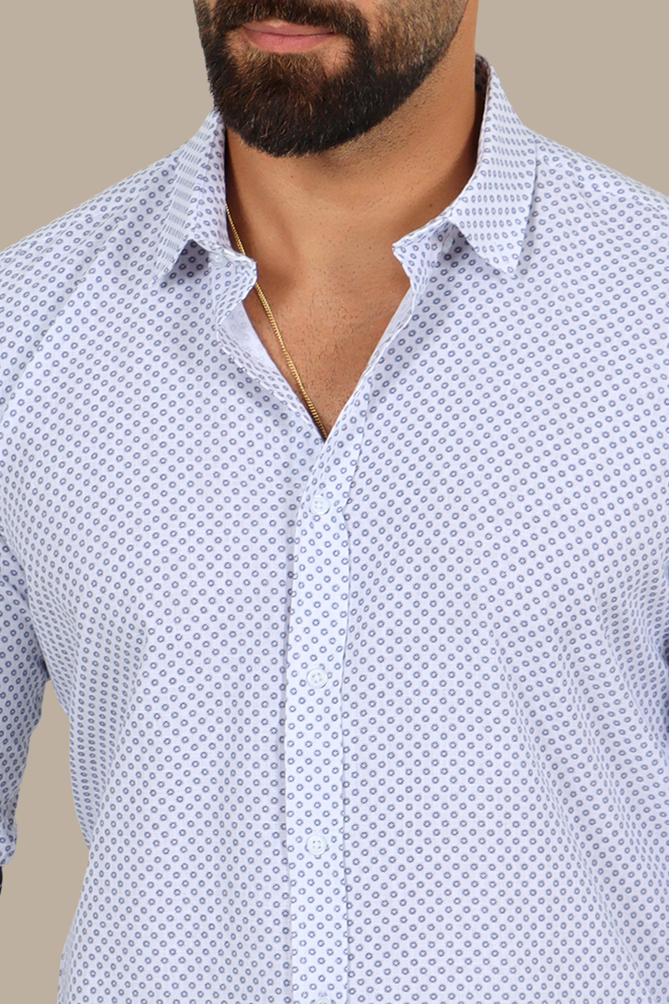 Navy Printed Shirt – Circle Flowers