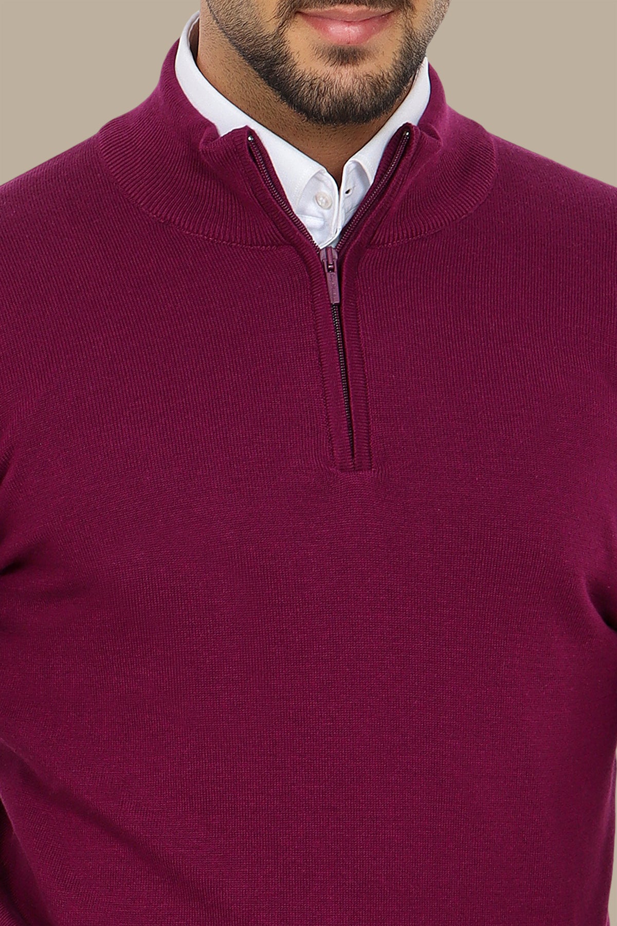 Cotton Sweater with Half Zipper