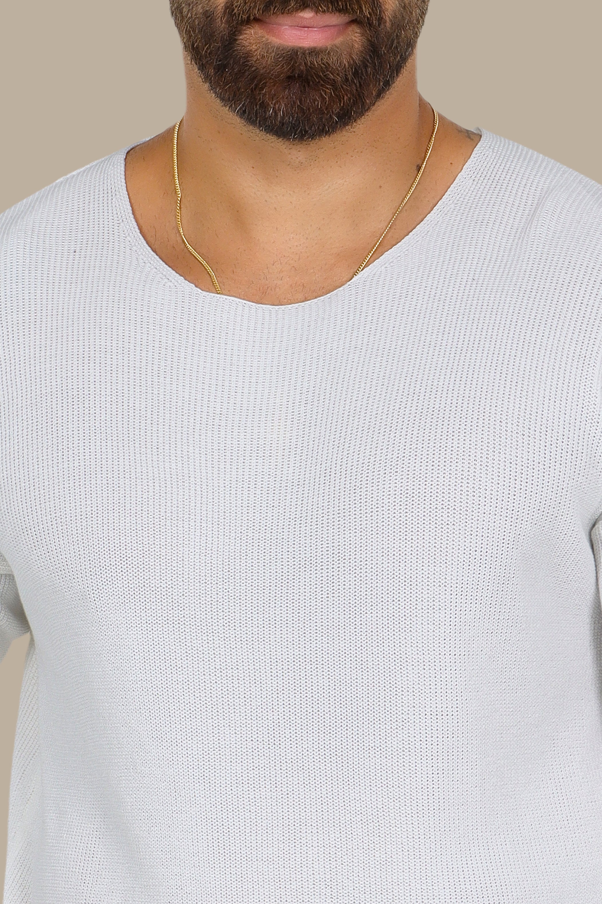 White Oversized Mercerized Sweater