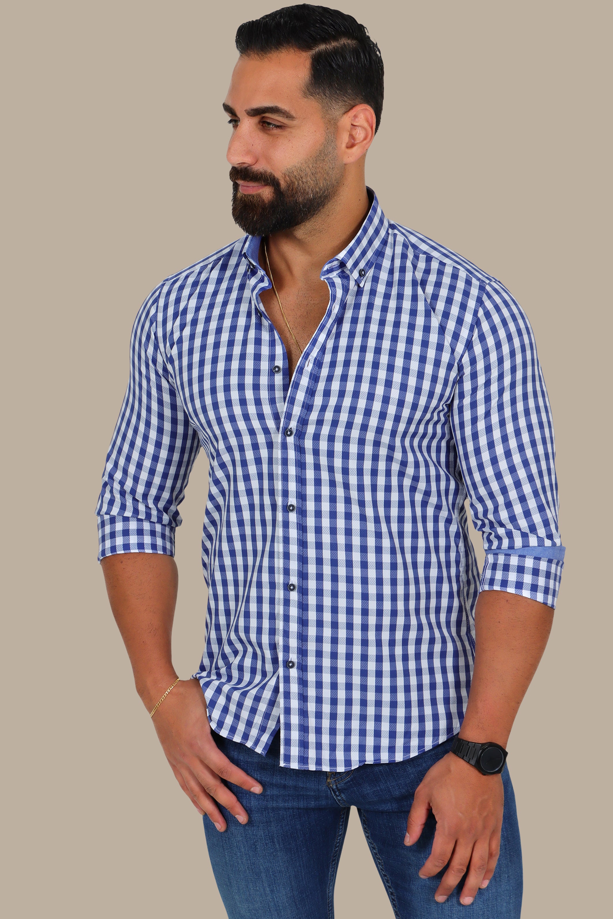 Blue Gingham Shirt – Button Down