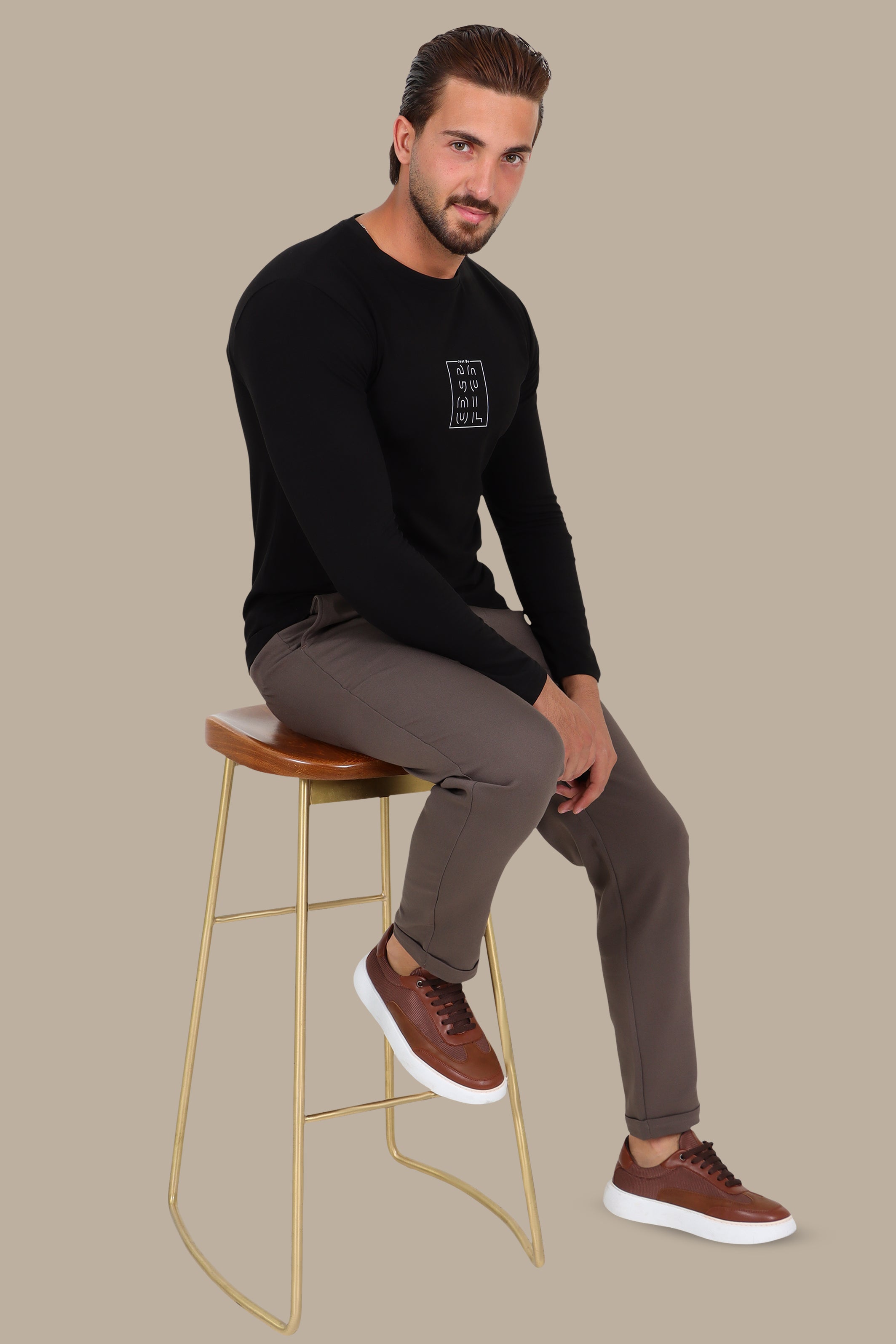 Black “Just Be Cool” Printed Long Sleeve