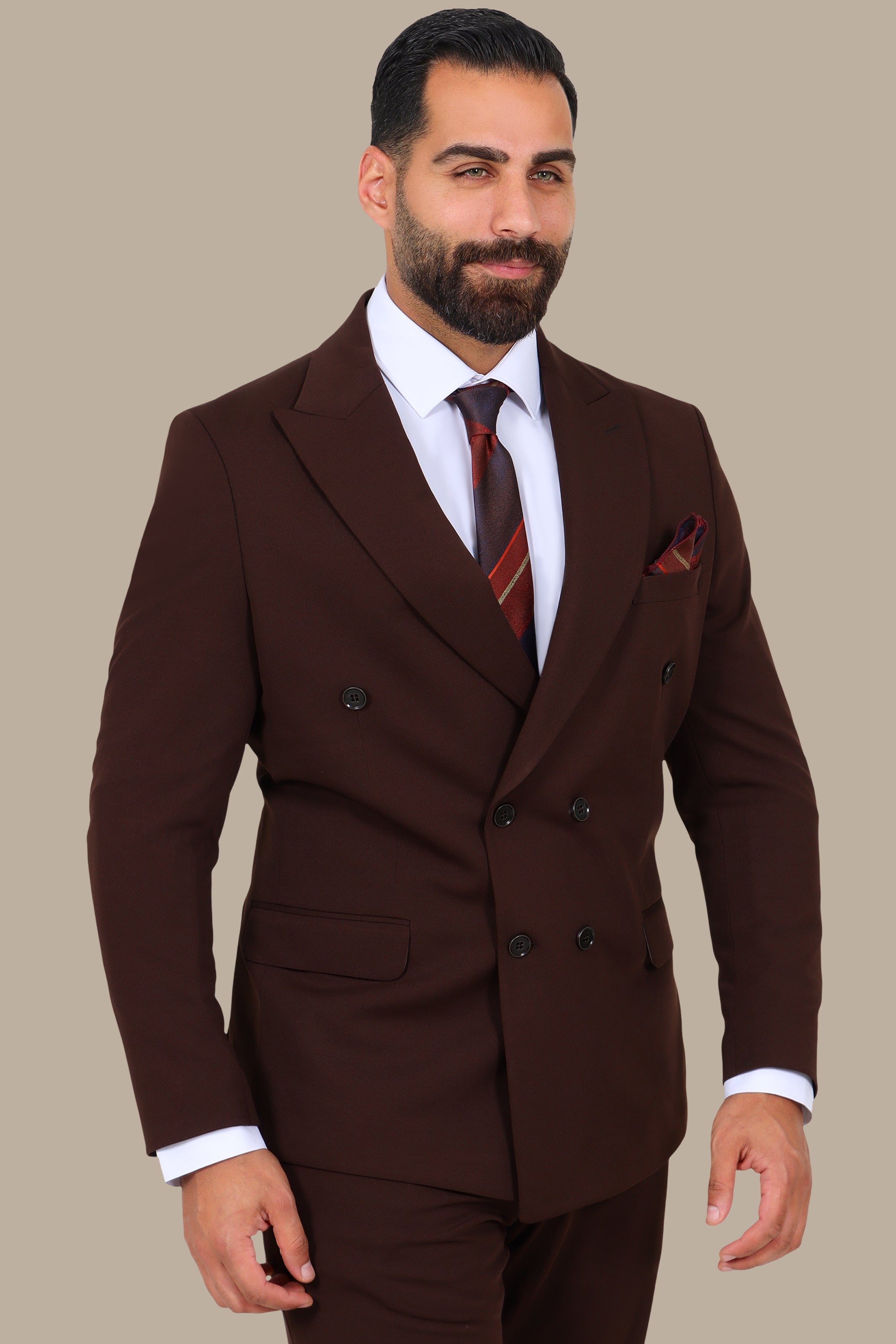 Double-Breasted Diamond Pattern Suit
