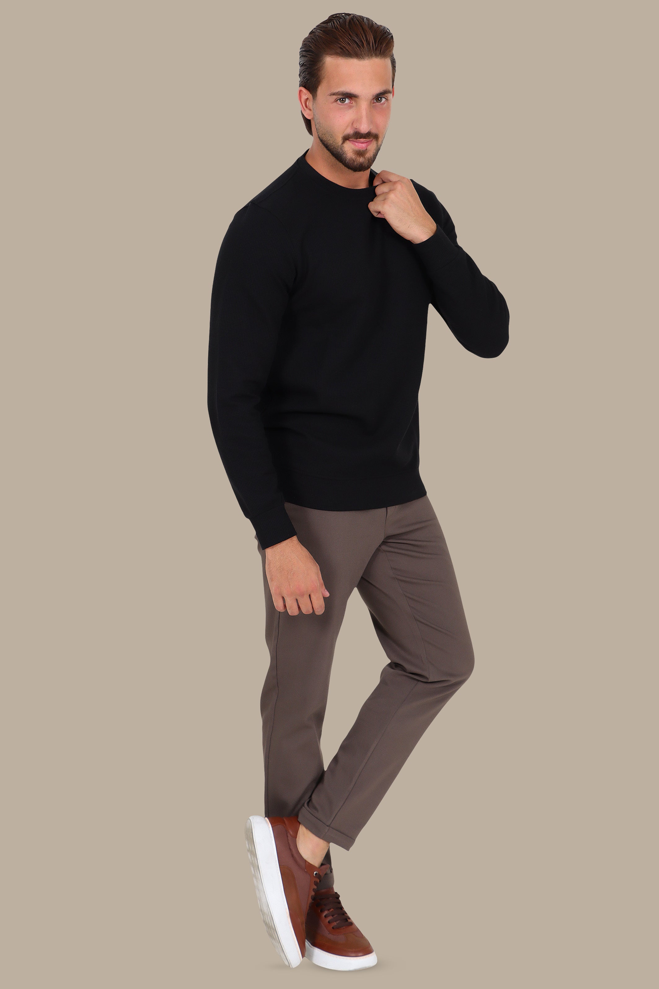 Black Structured Sweatshirt