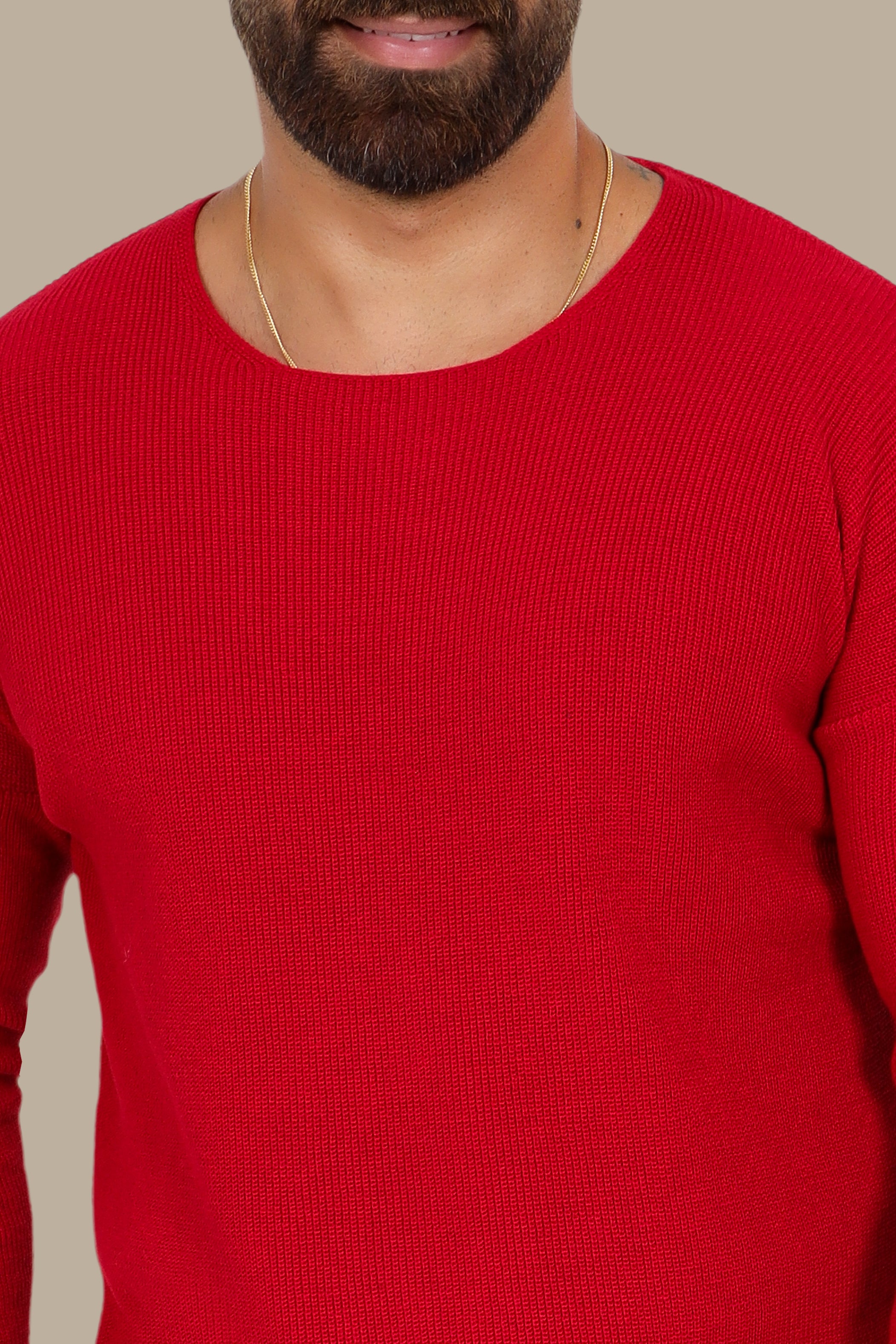 Red Oversized Mercerized Sweater
