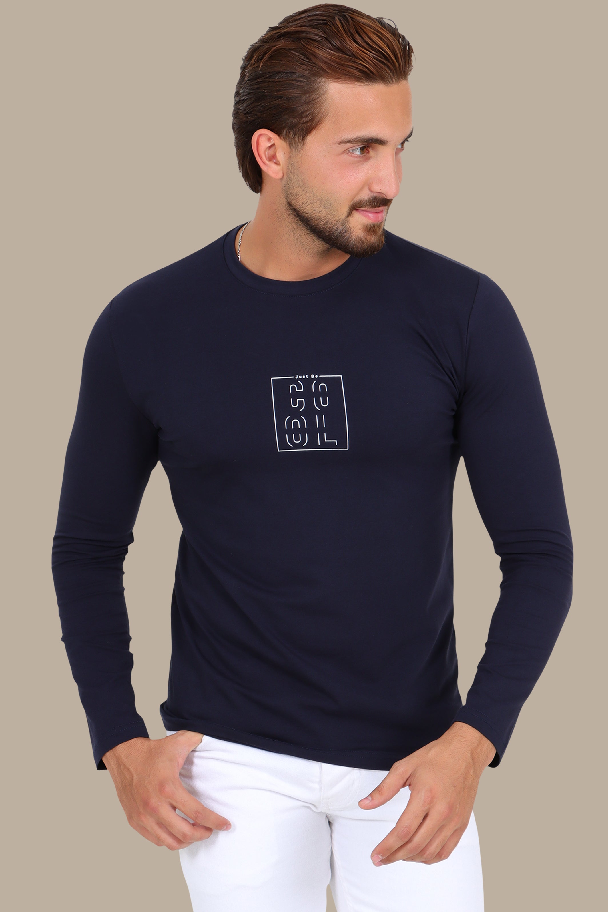 Navy “Just be Cool” Printed Long Sleeve
