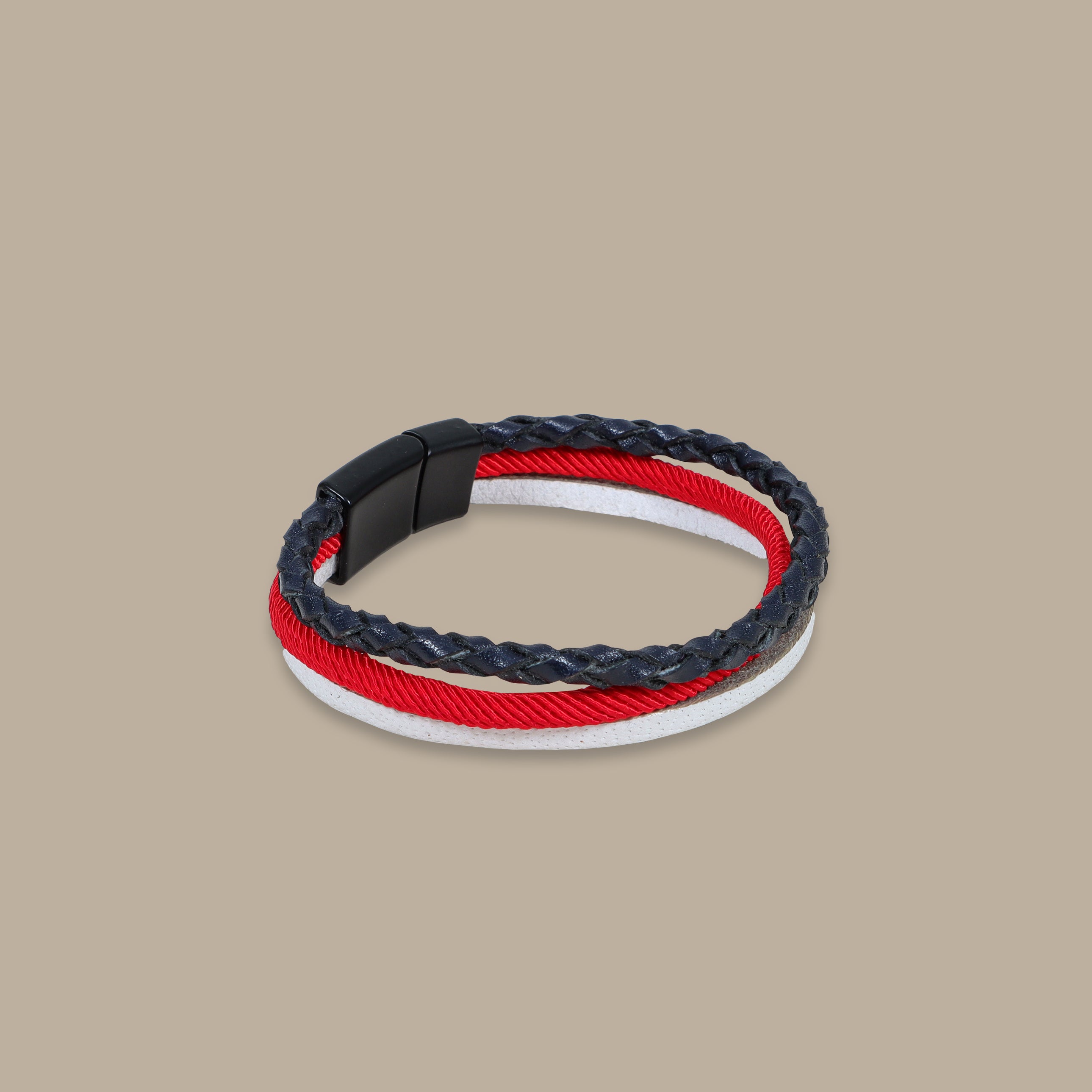 Crimson Cascade: Triple-Layer Braided Bracelet