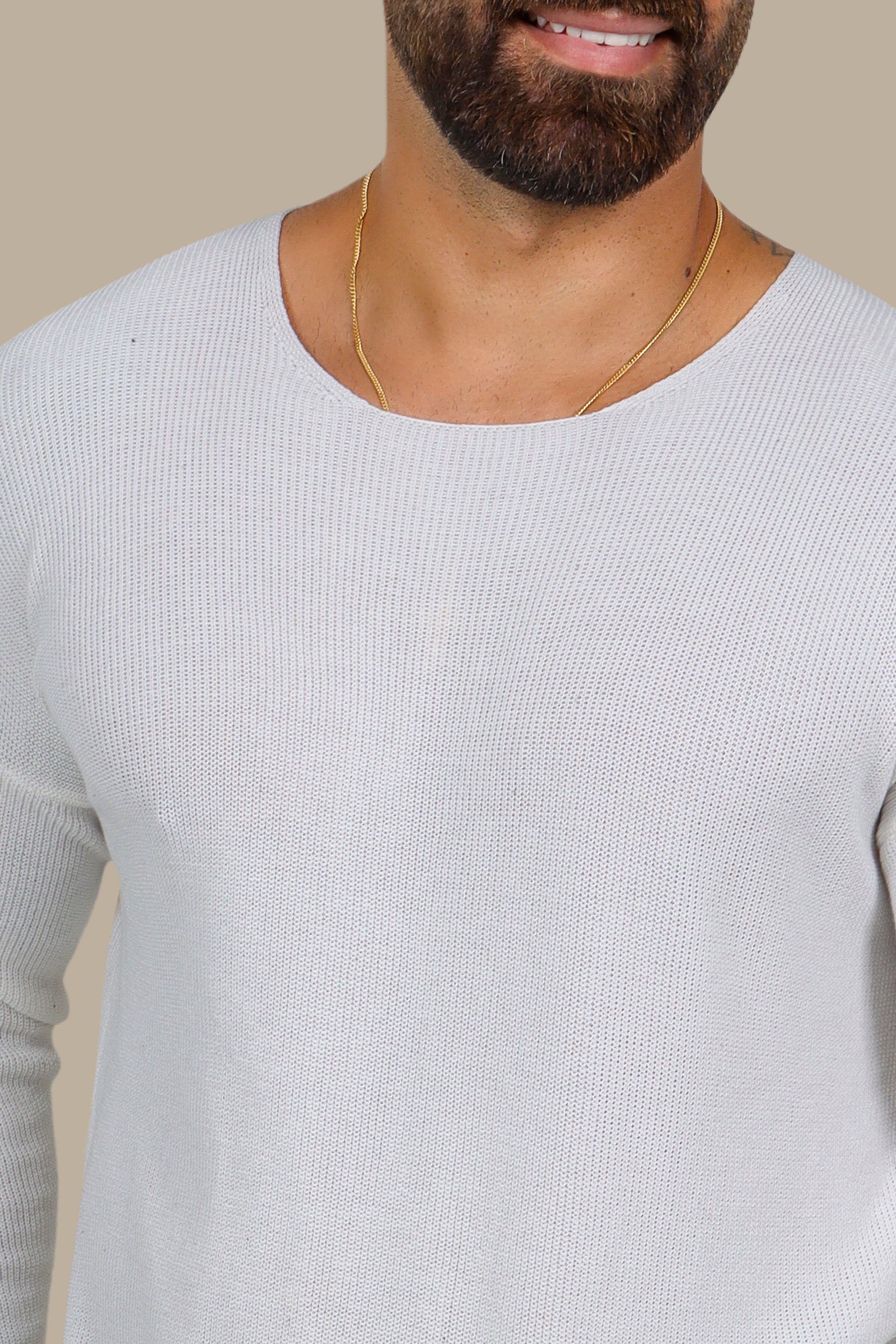 White Oversized Mercerized Sweater