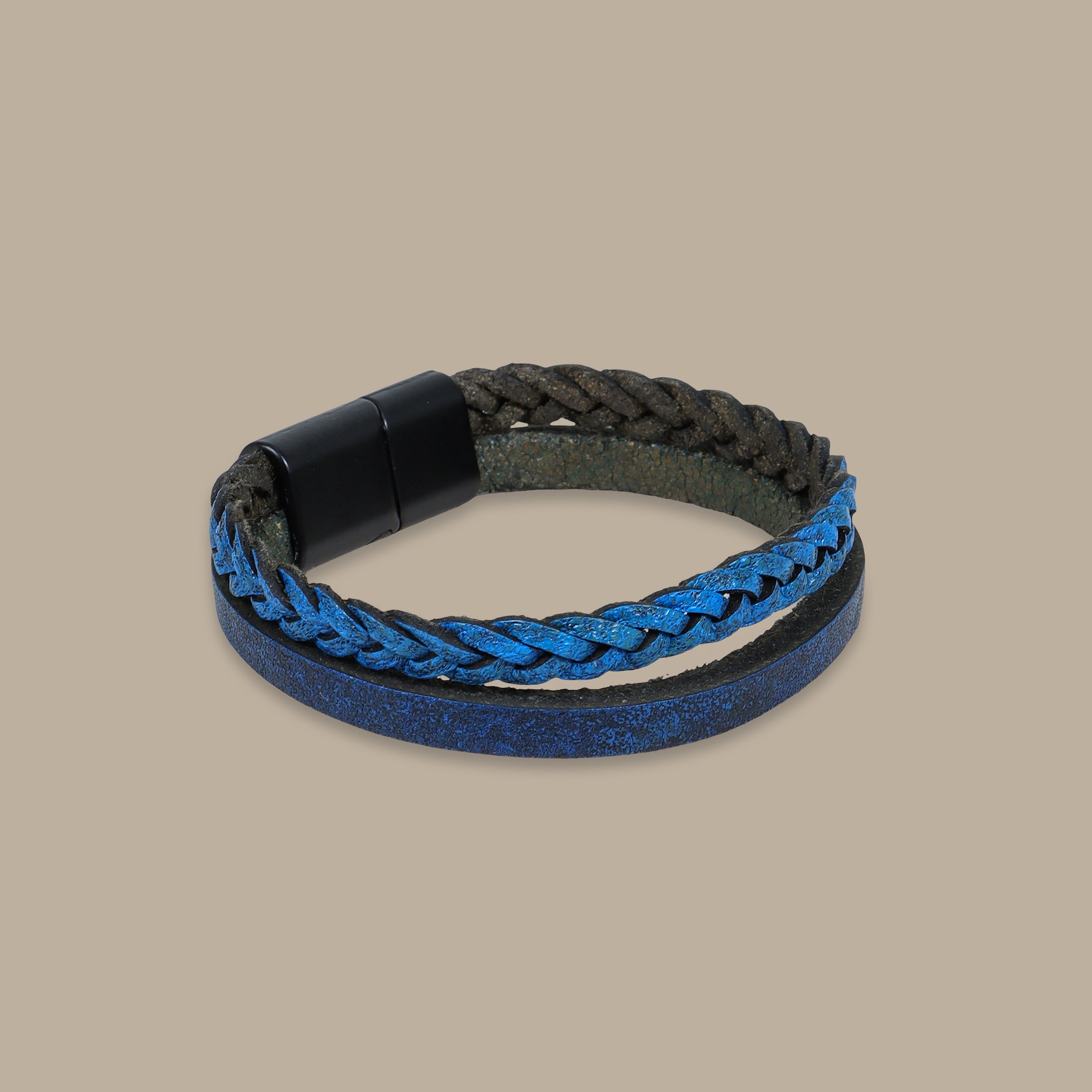 2-Layer Leather Bracelet Blue