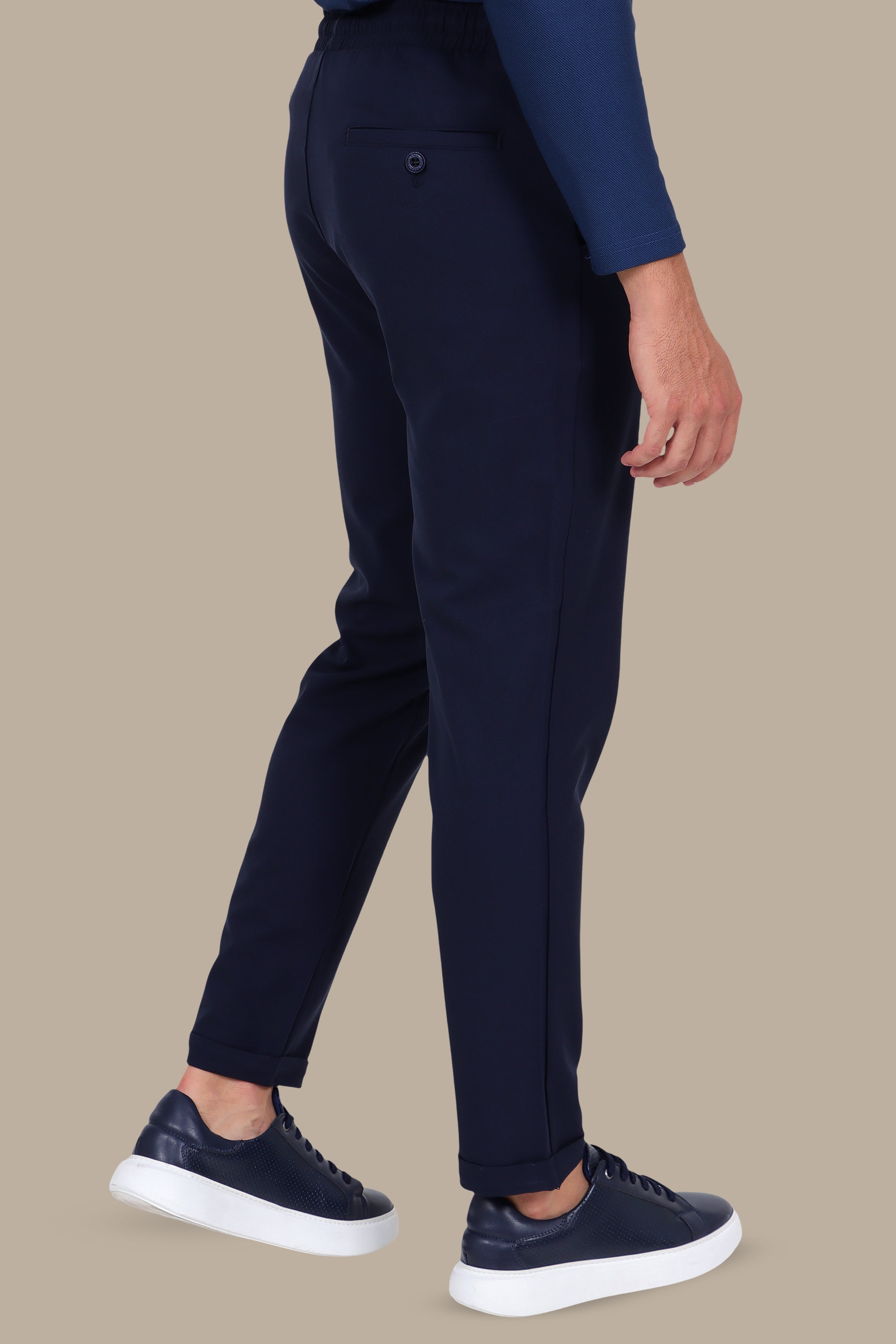 Navy Slim-Fit Jogger Pants with Elastic Waist