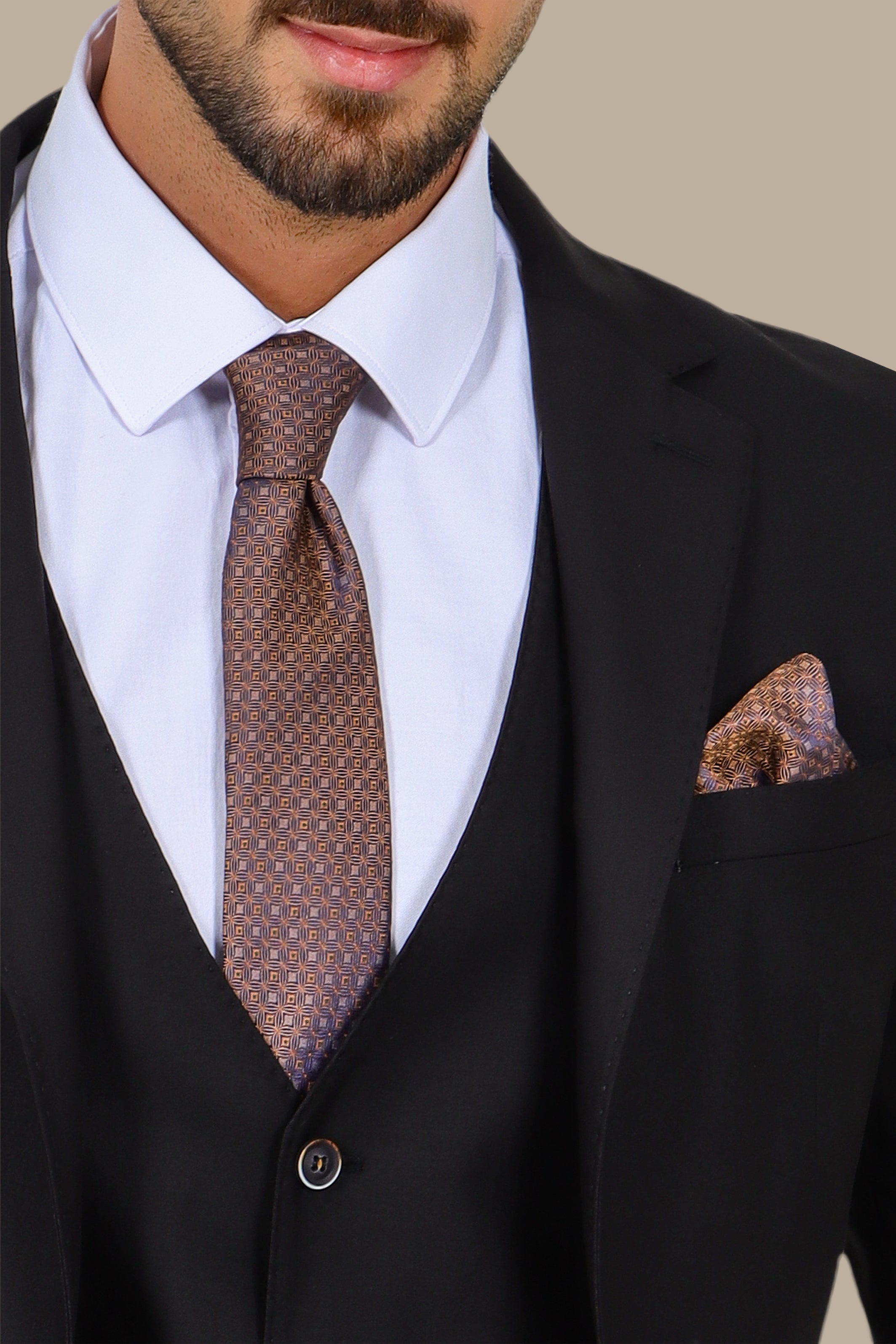 Black 3-Piece Notch Lapel Suit