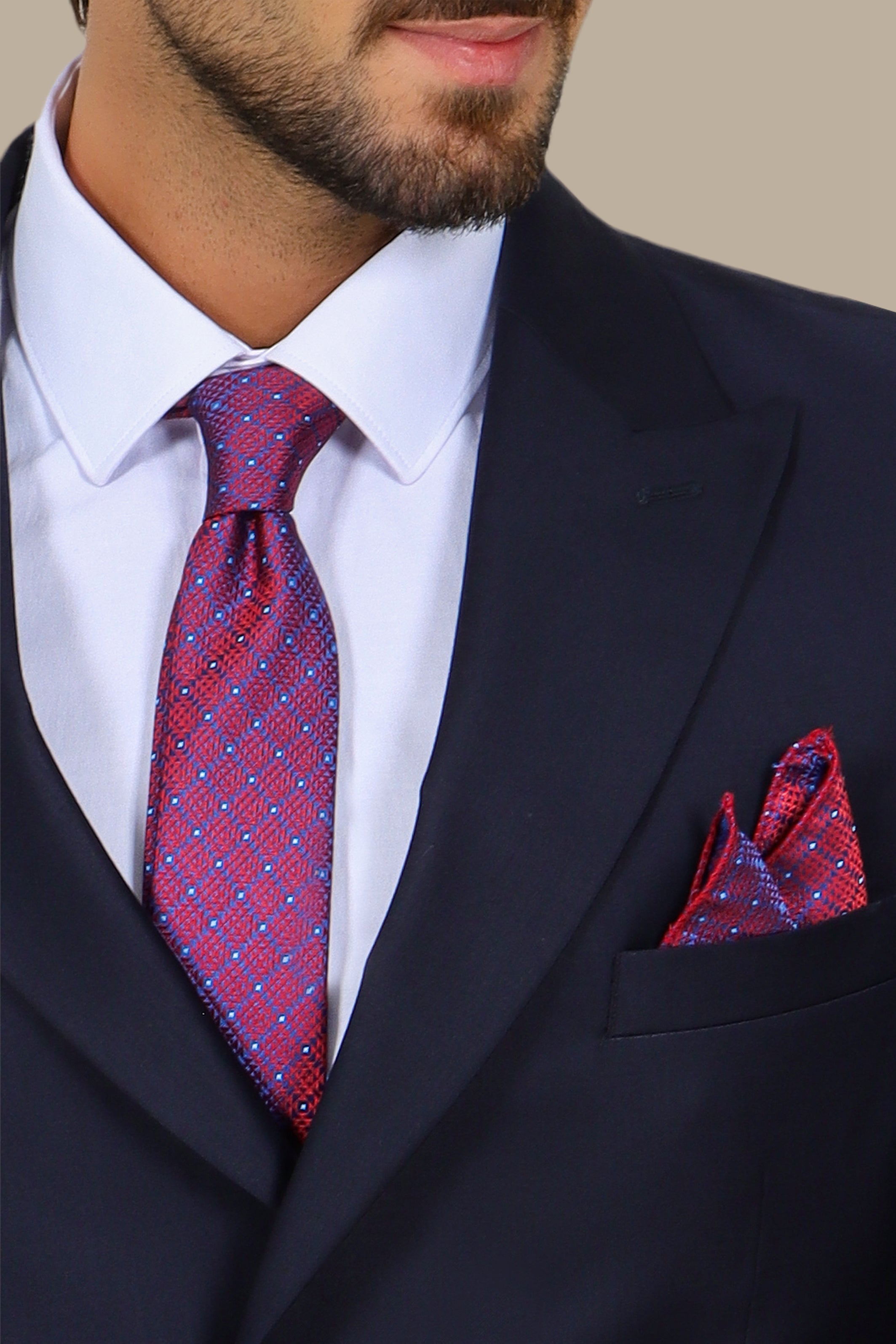 Navy Peak Lapel Suit with Side Buckle
