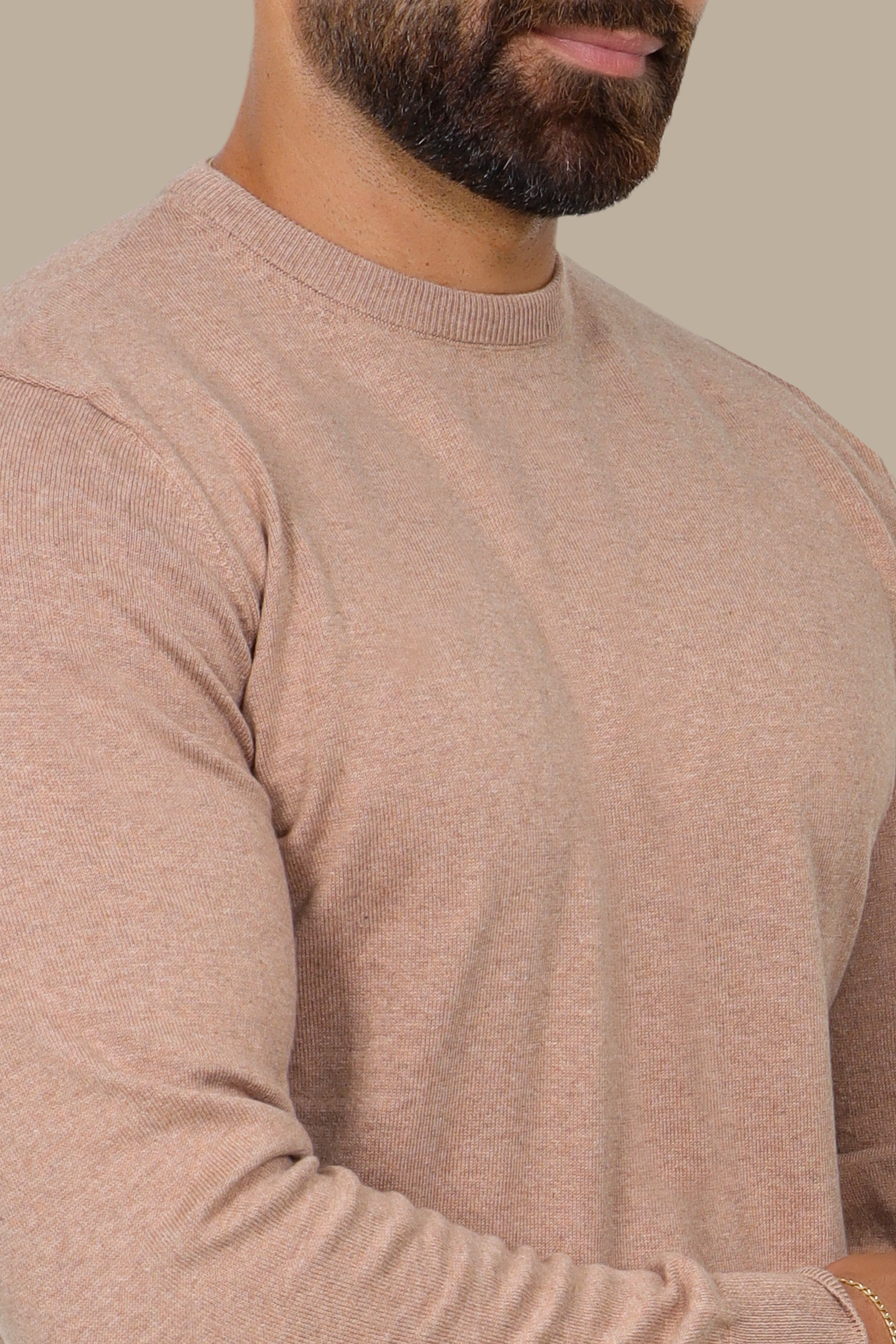 Beige Basic Round Neck Sweater