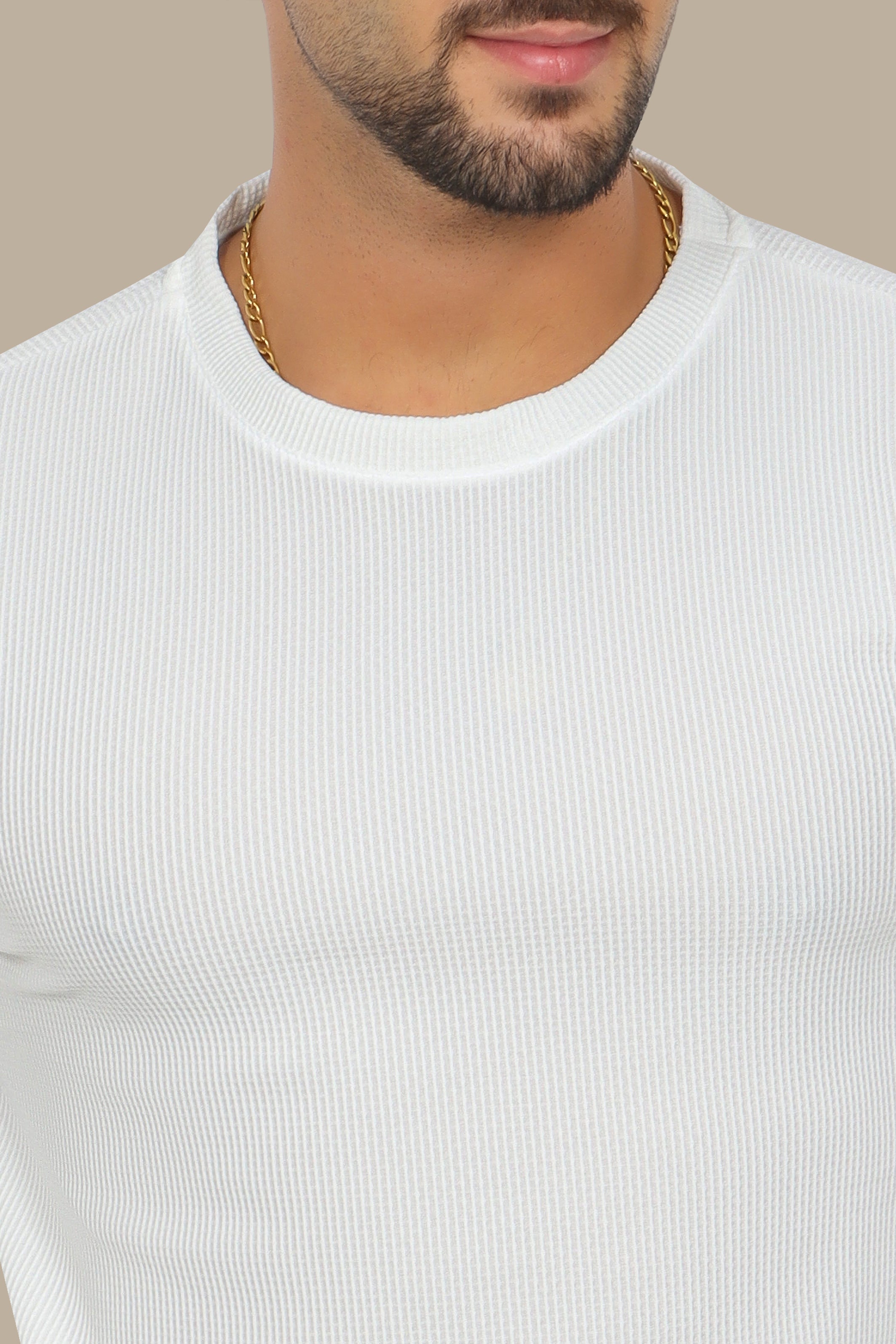 Round Neck Sweater with Structured Sleeves