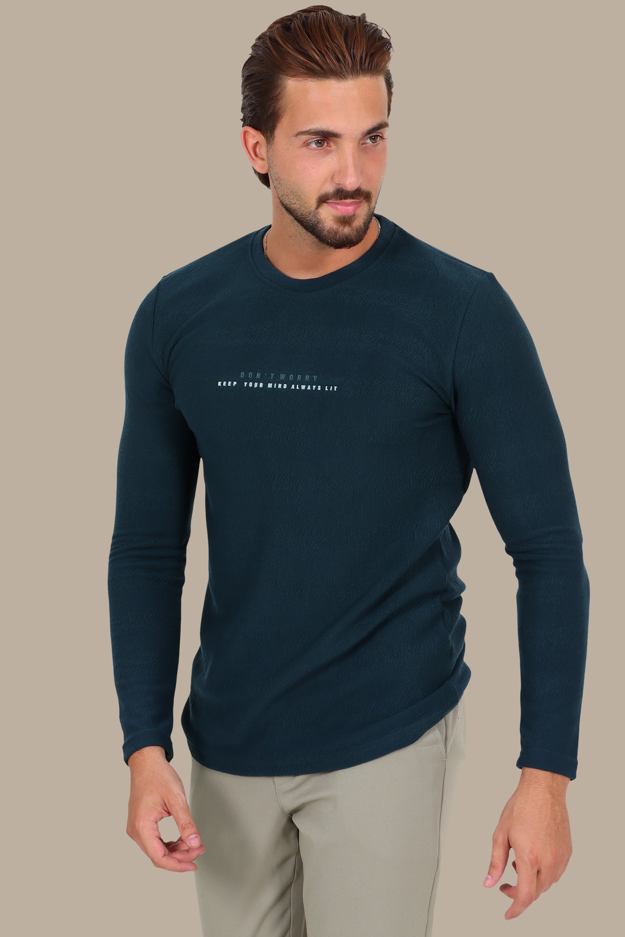 Dark Green “Don't Worry” Bubbles Long Sleeve