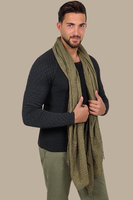 Black Mercerized Sweater with Lozenge Shoulder Pattern