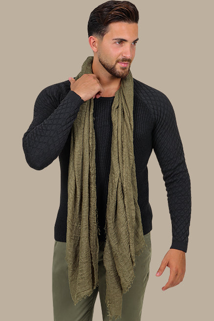 Black Mercerized Sweater with Lozenge Shoulder Pattern