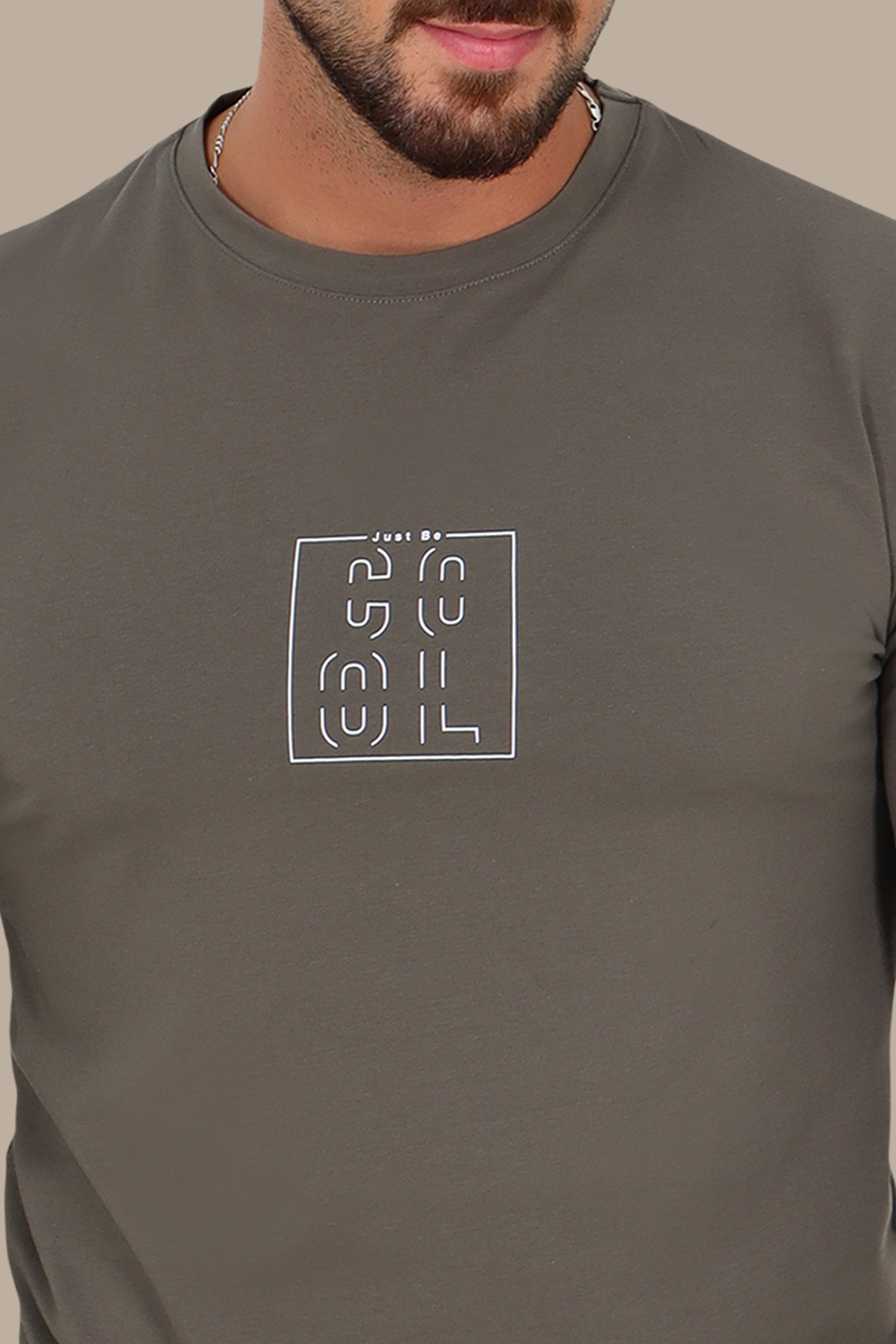 Khaki “Just Be Cool” Printed Long Sleeve