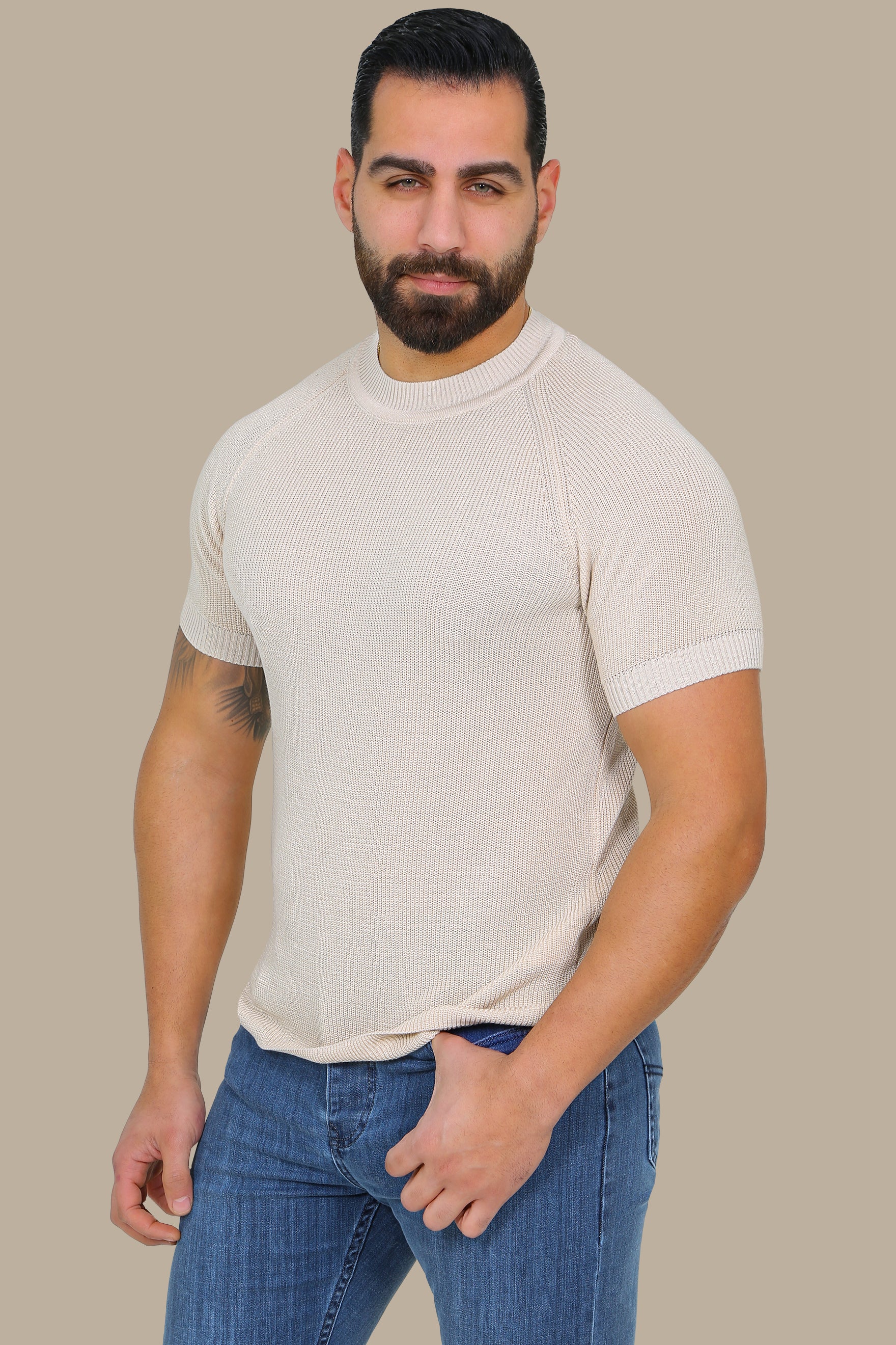 Knitted Round Neck T-Shirt