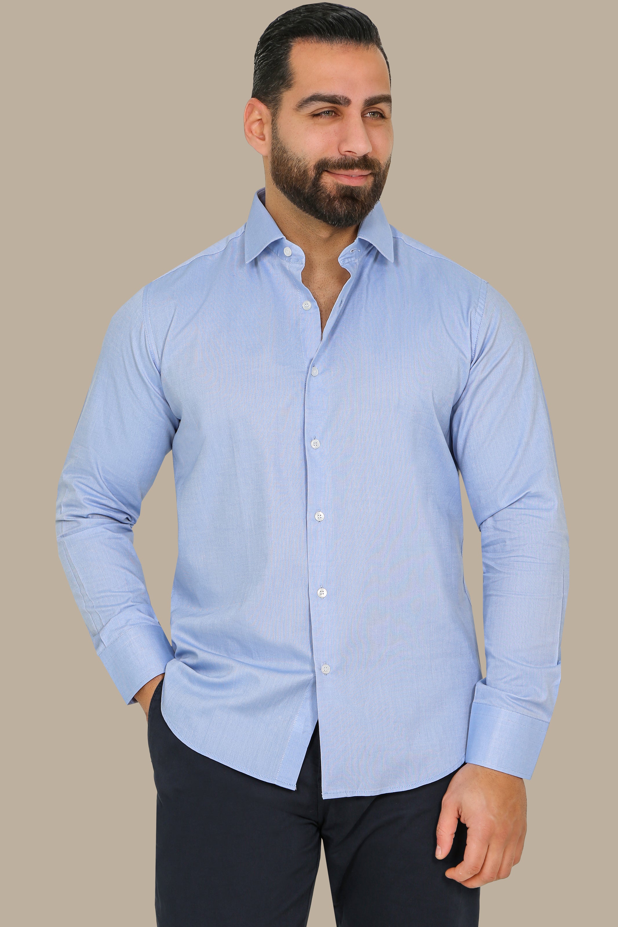 Classic Comfort: Soft Oxford Blue Shirt