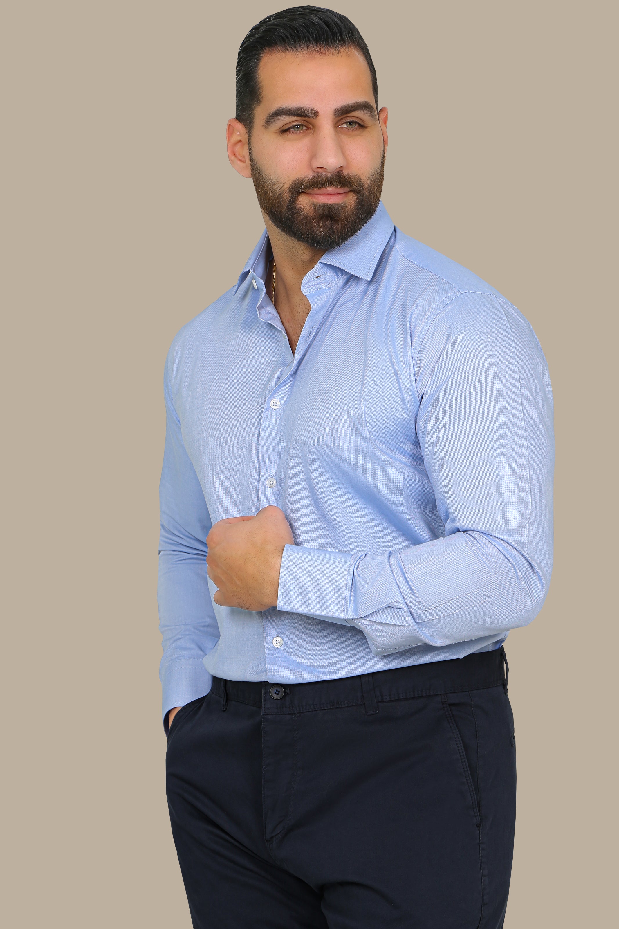Classic Comfort: Soft Oxford Blue Shirt