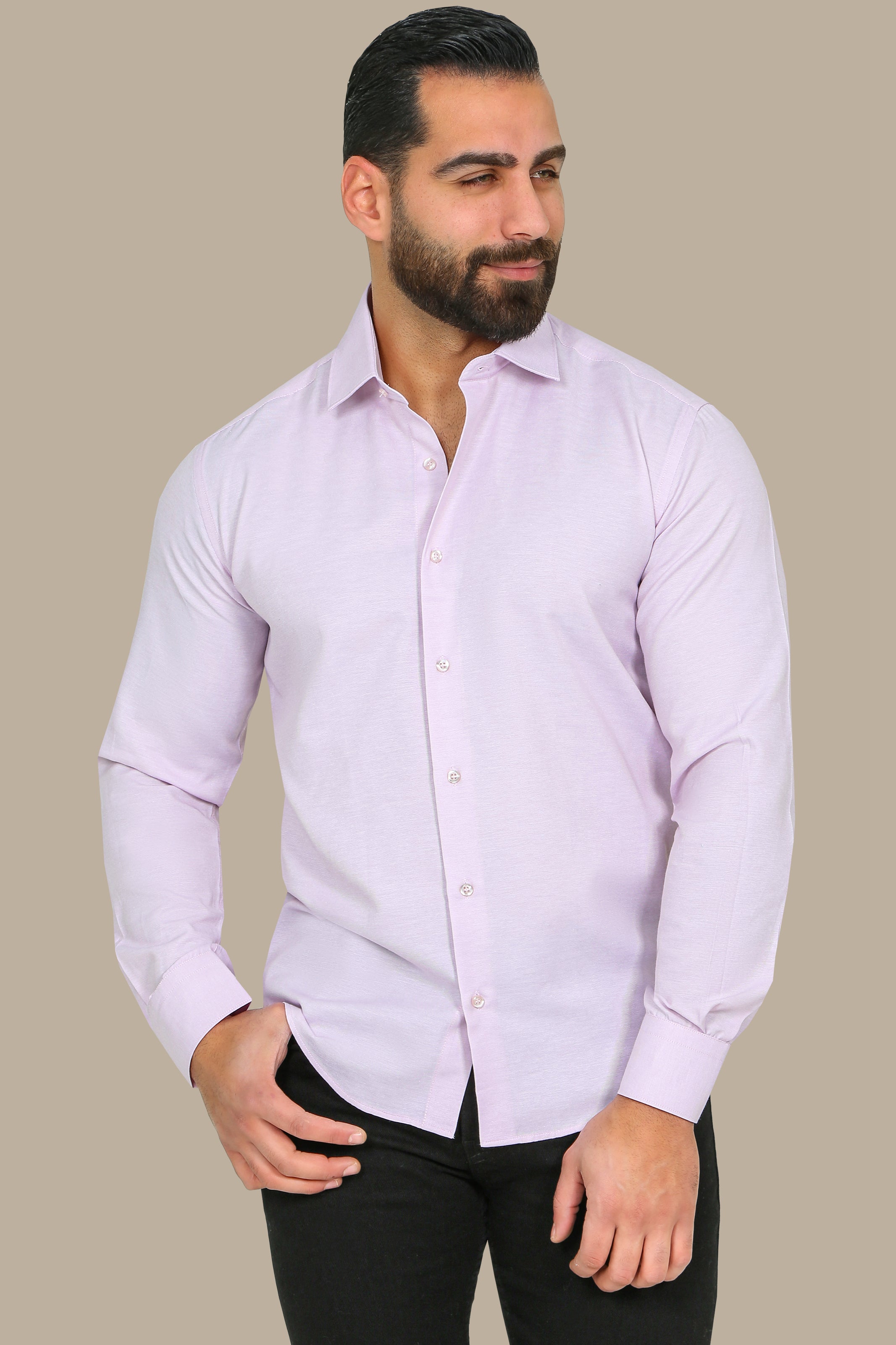 Modern Elegance: Pink Slim Chambray Shirt