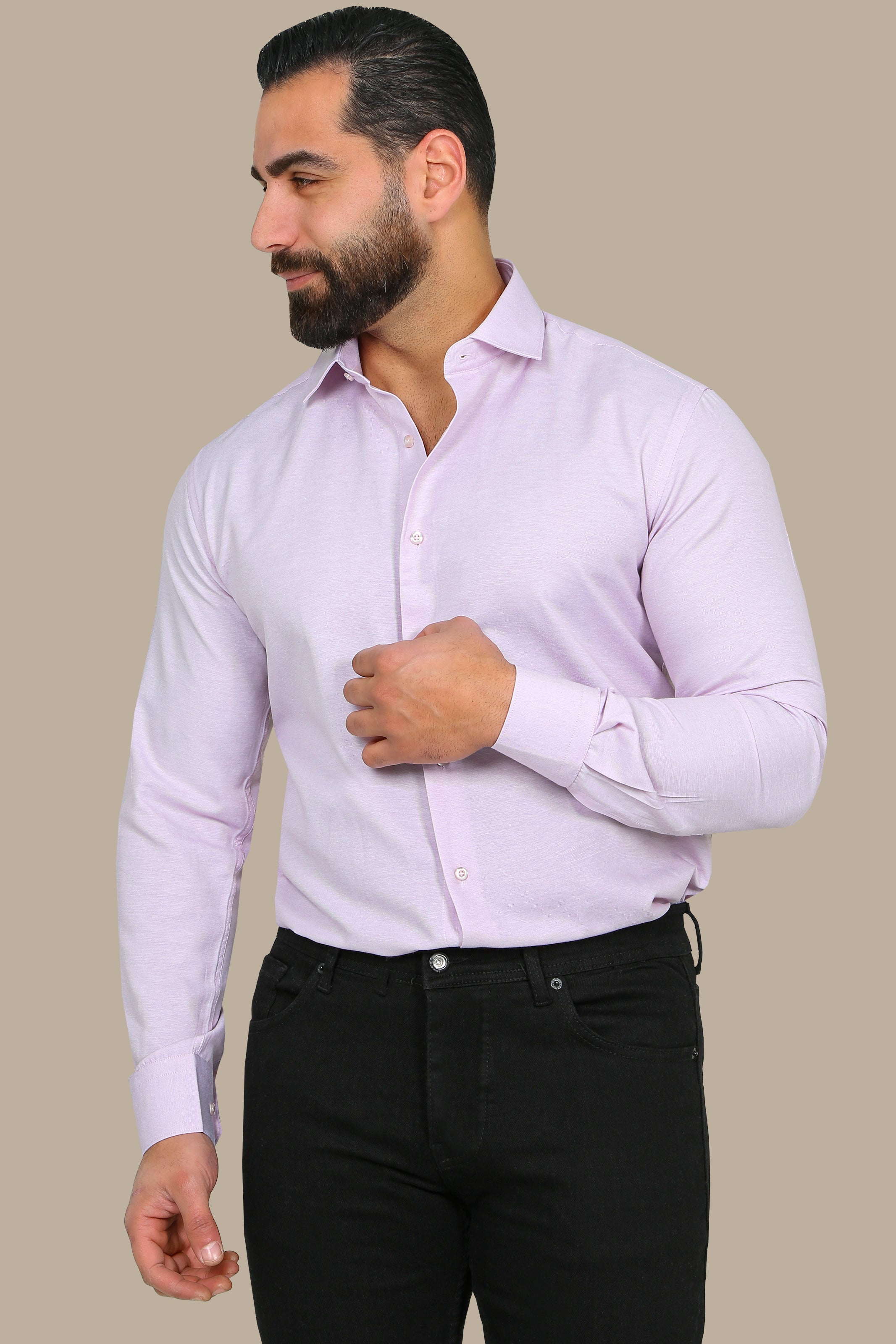 Modern Elegance: Pink Slim Chambray Shirt