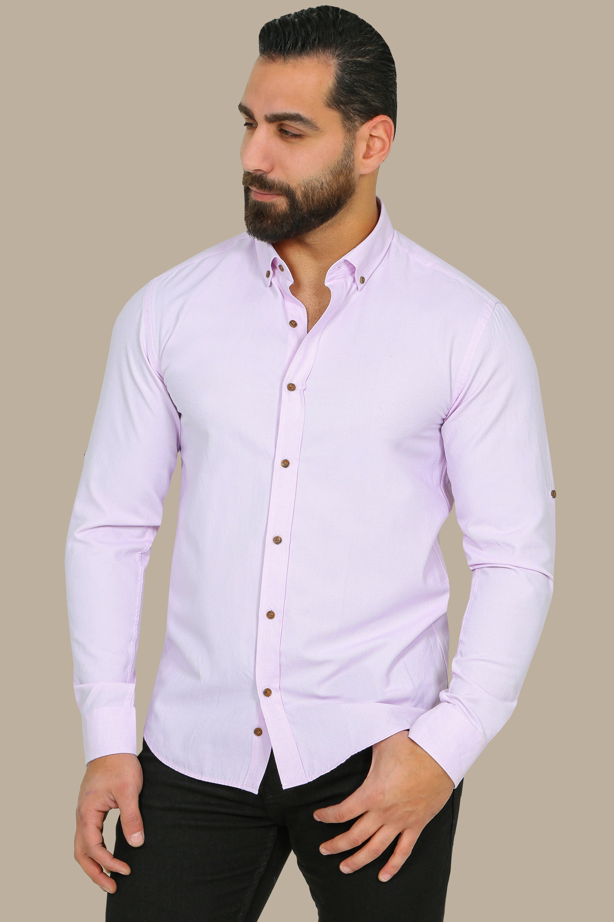 Elegant Rose: Men's Pink Oxford Casual Shirt