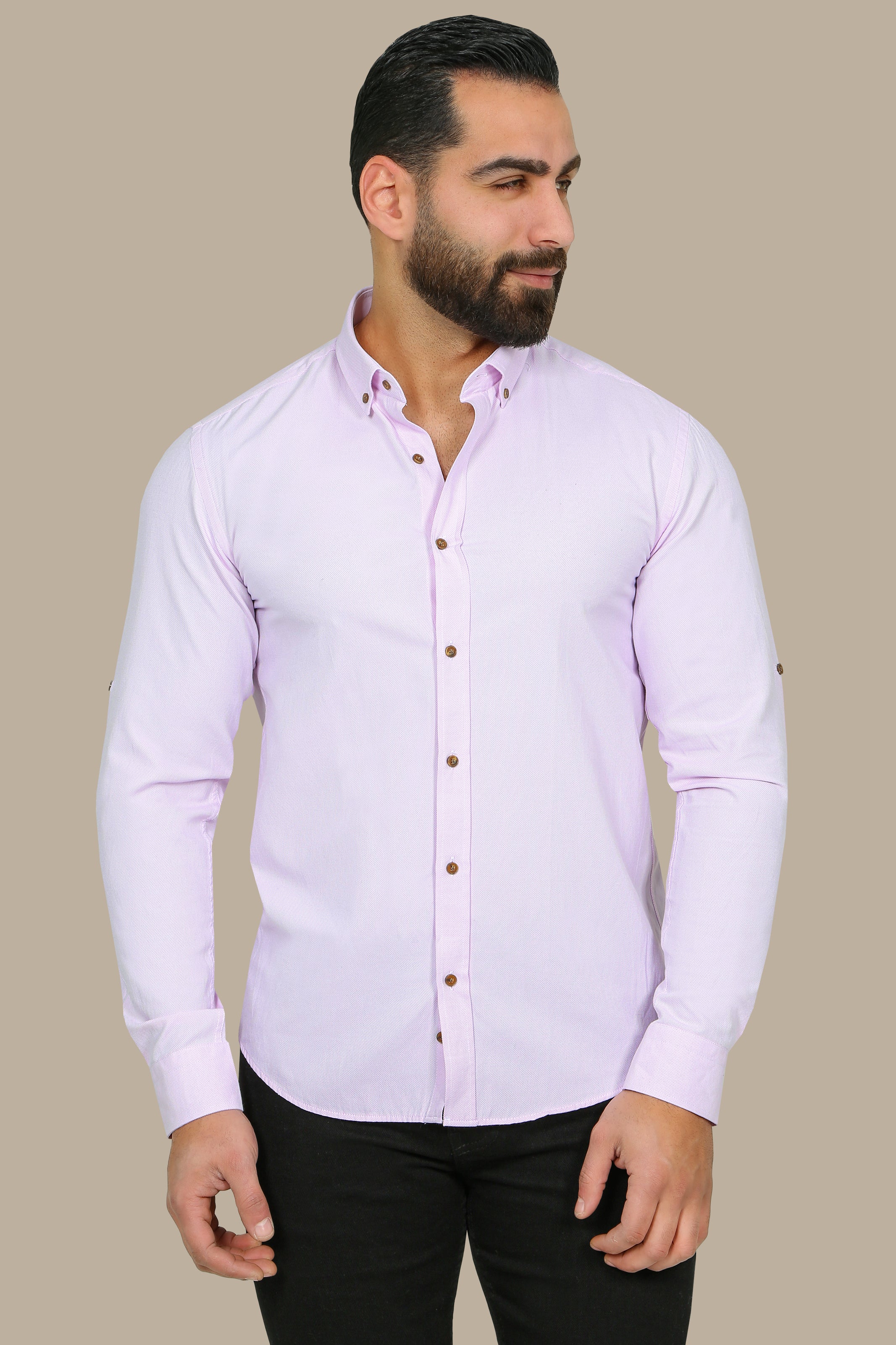 Elegant Rose: Men's Pink Oxford Casual Shirt
