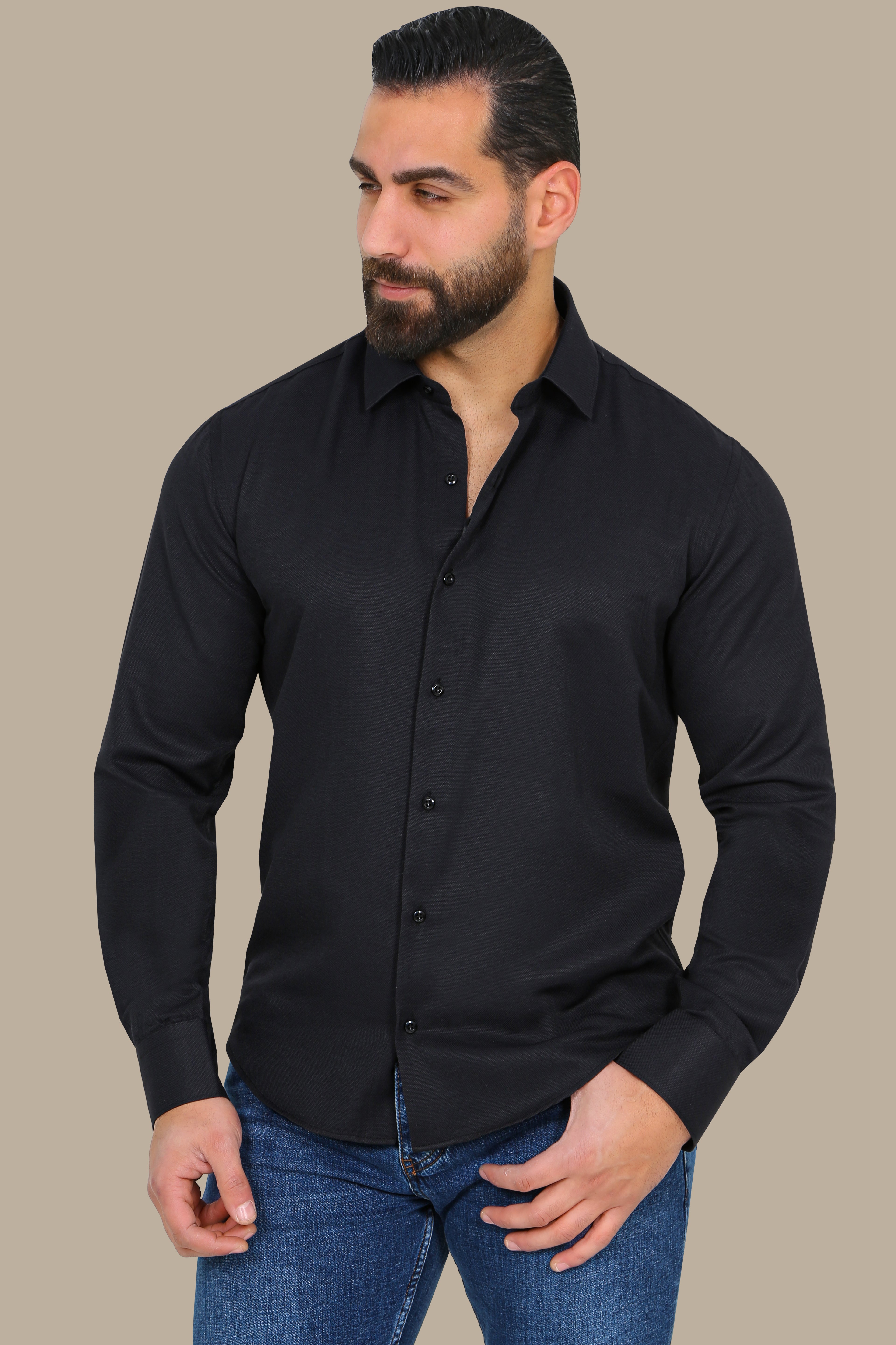 Black Slim Oxford Shirt