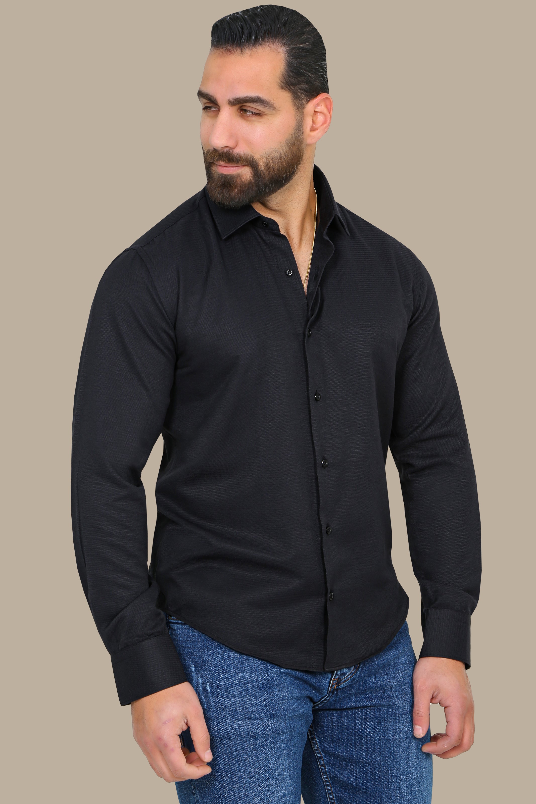 Black Slim Oxford Shirt
