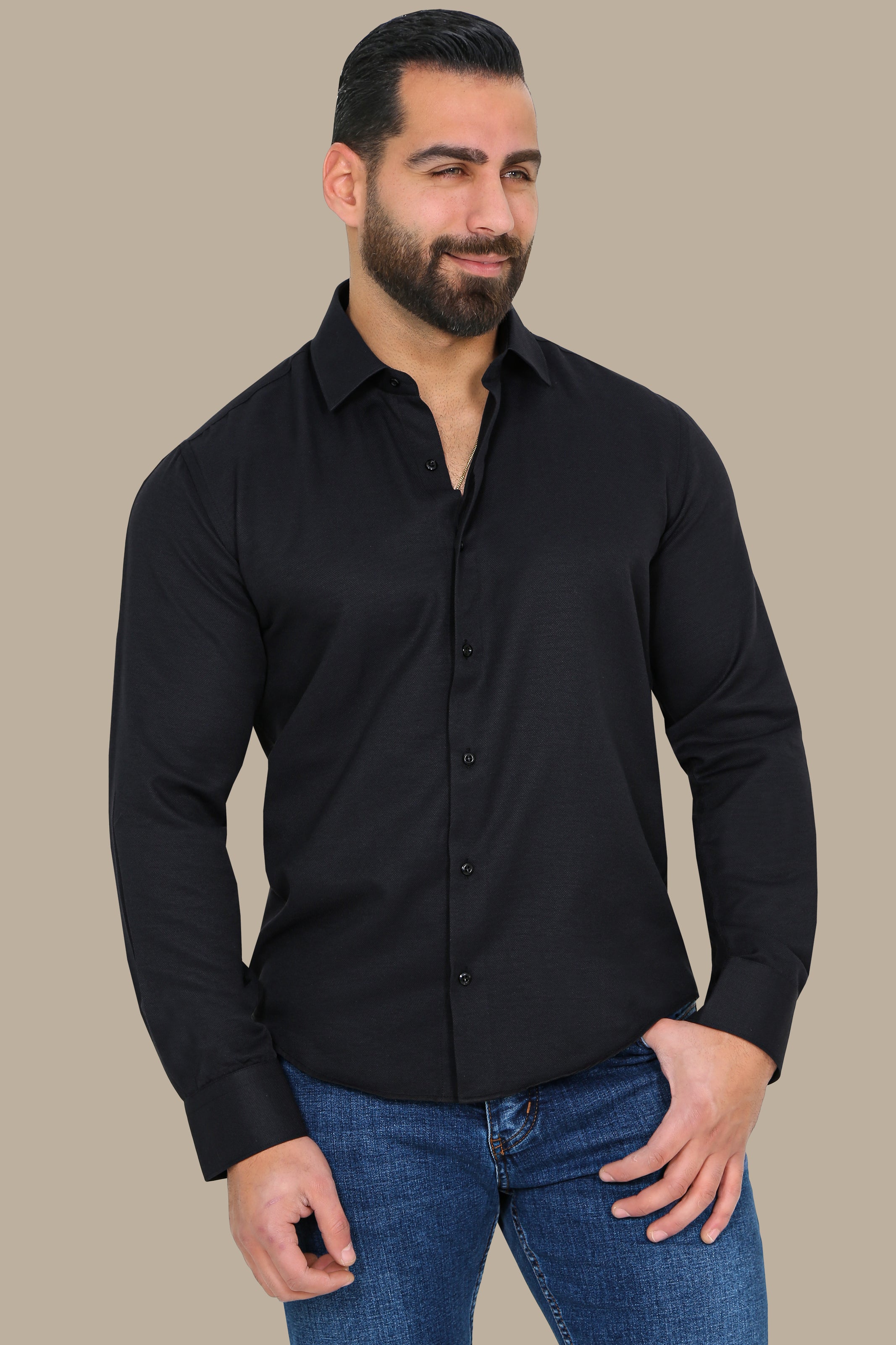 Black Slim Oxford Shirt