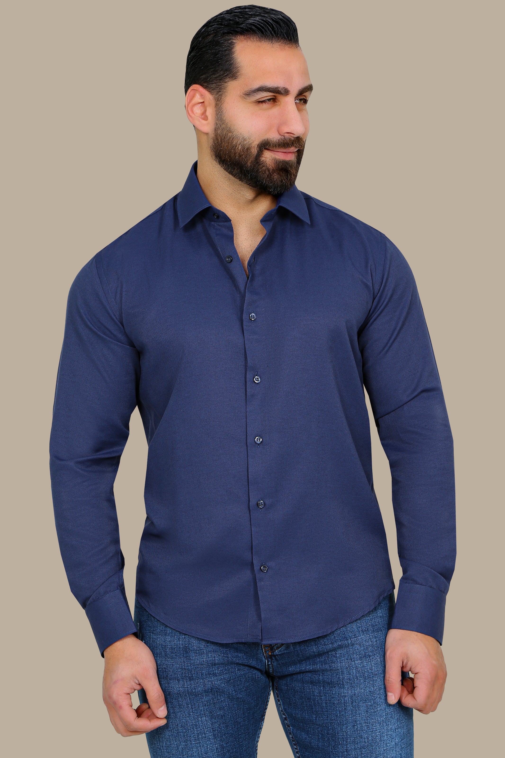 Navy Slim Oxford Shirt