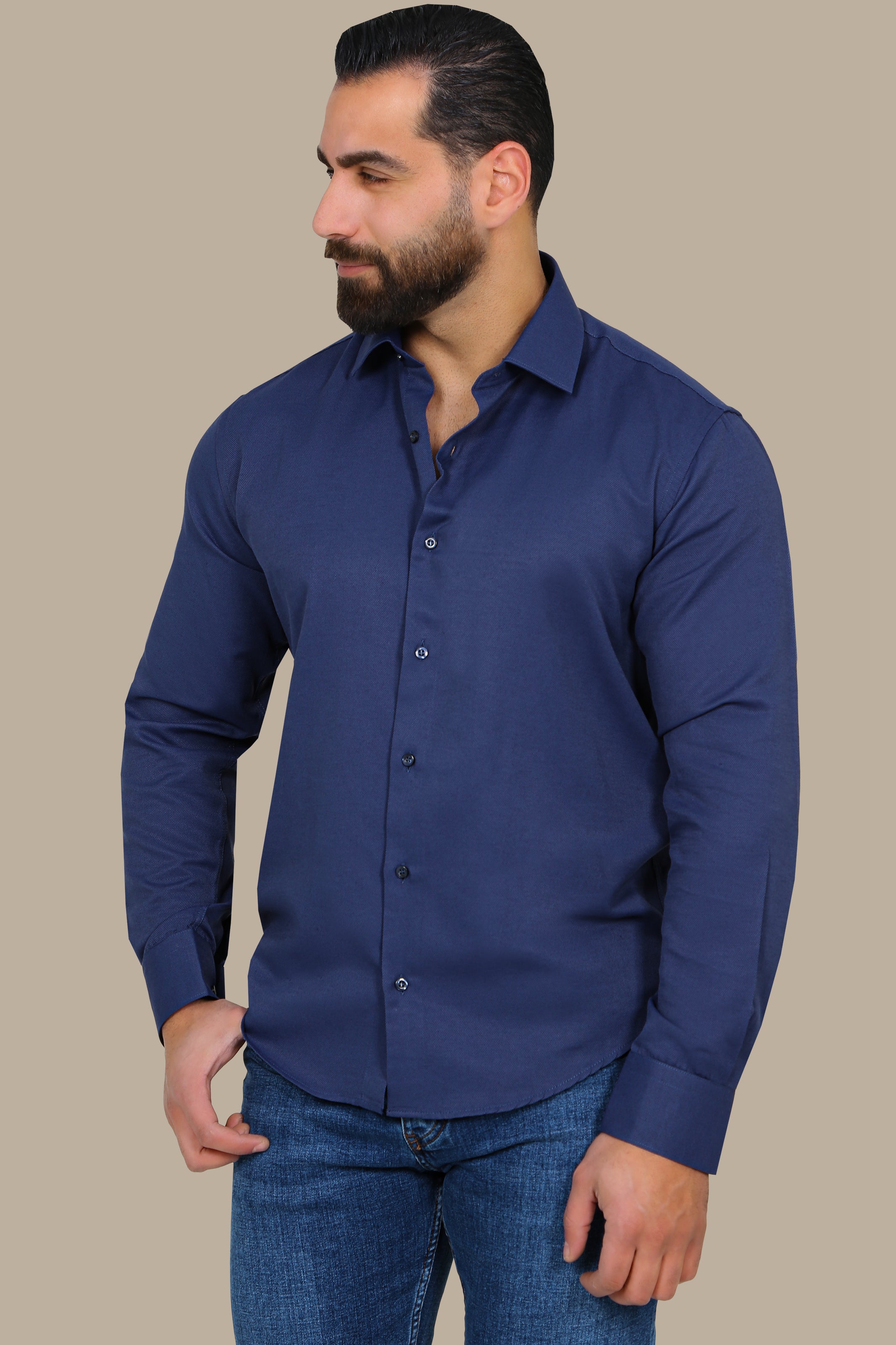 Navy Slim Oxford Shirt