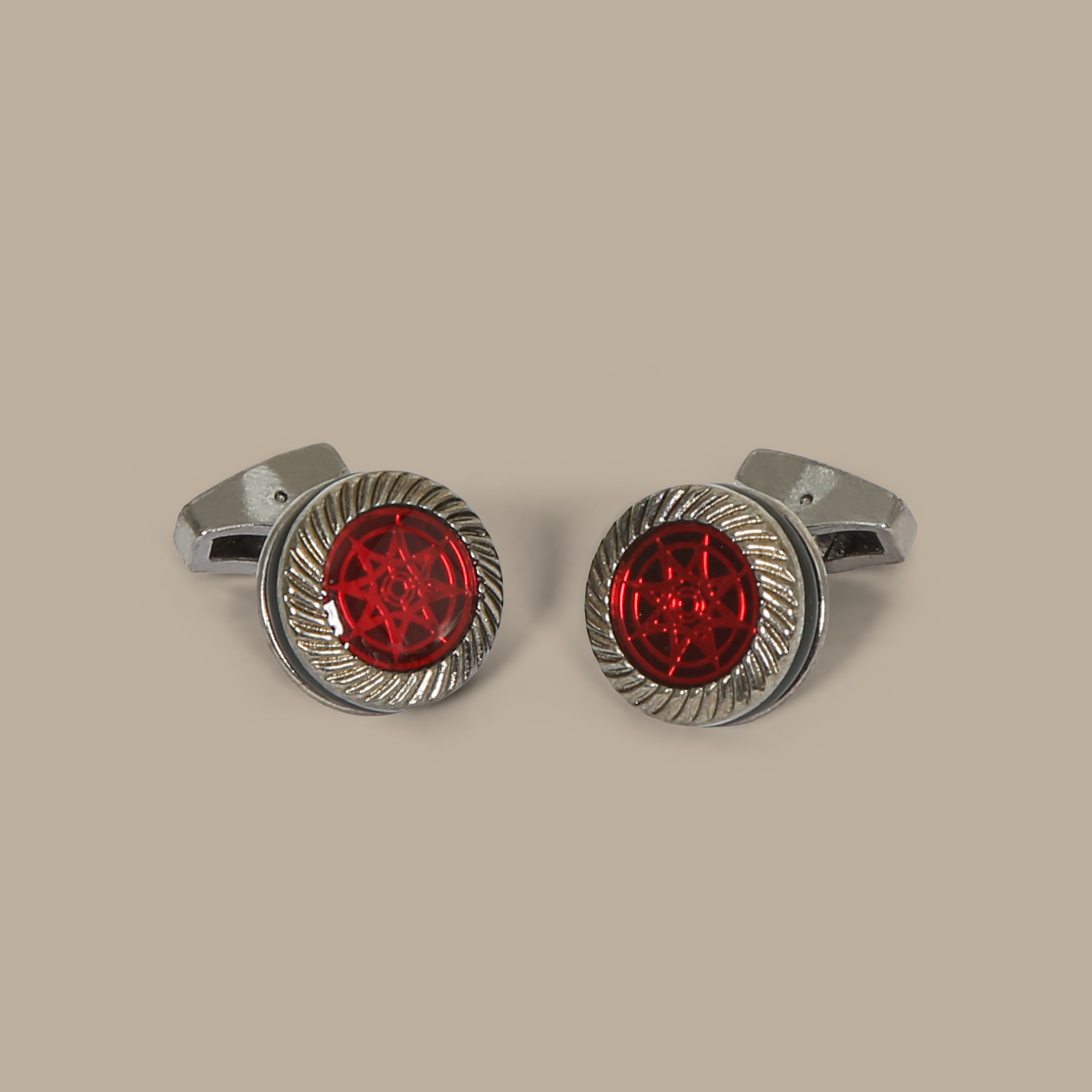 Round Dark Grey Cufflinks