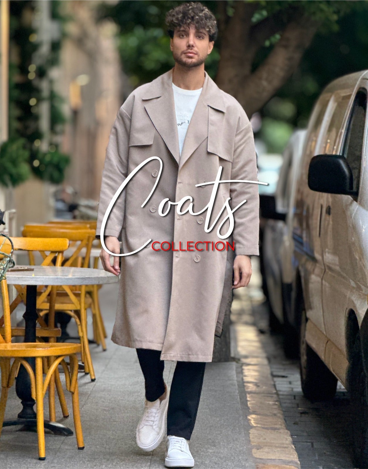 Oversized Double-Breasted Beige Long Trench Coat